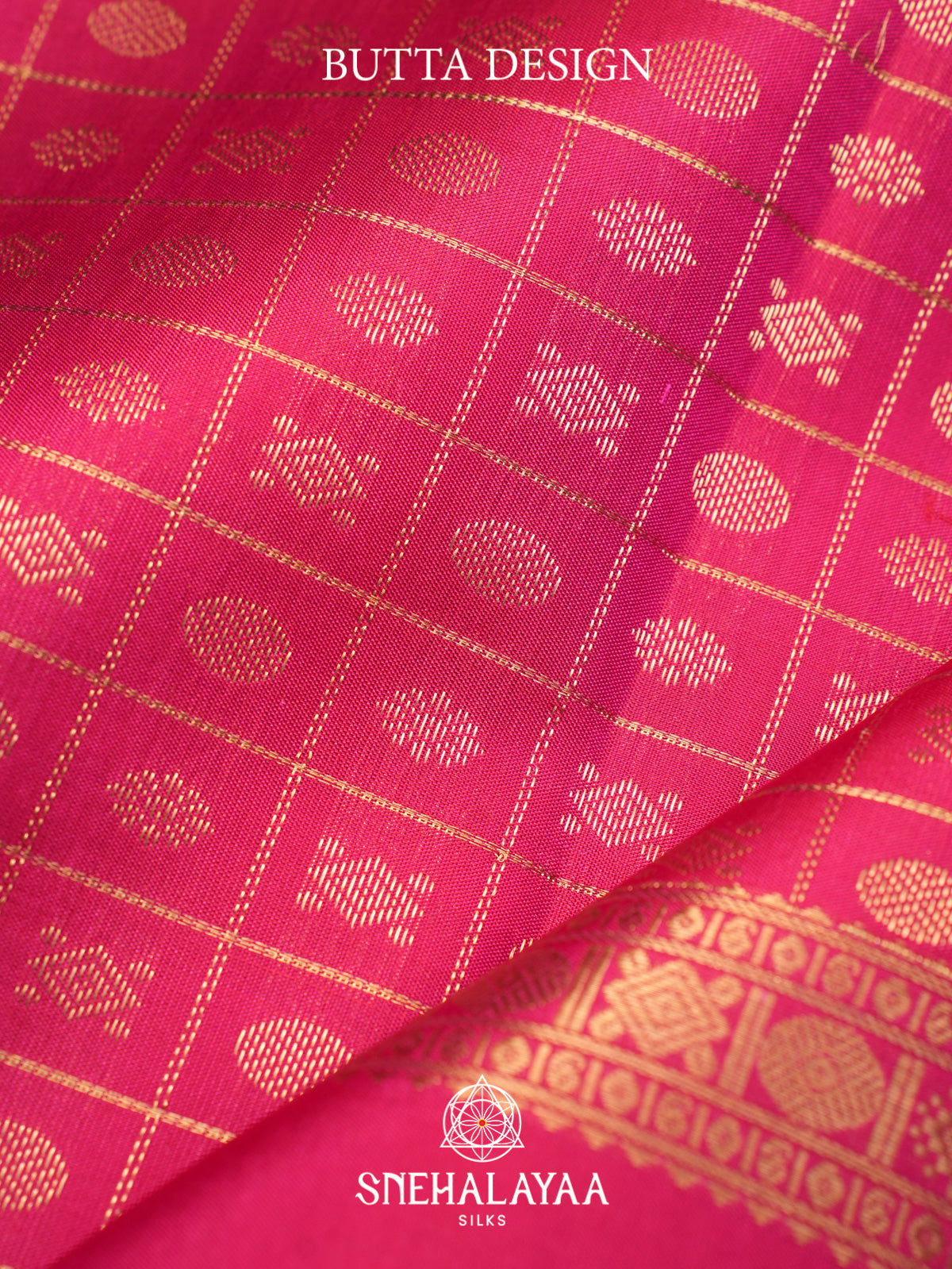 Pink Kanjivaram Silk Saree with Gold Zari Checks and Buttas