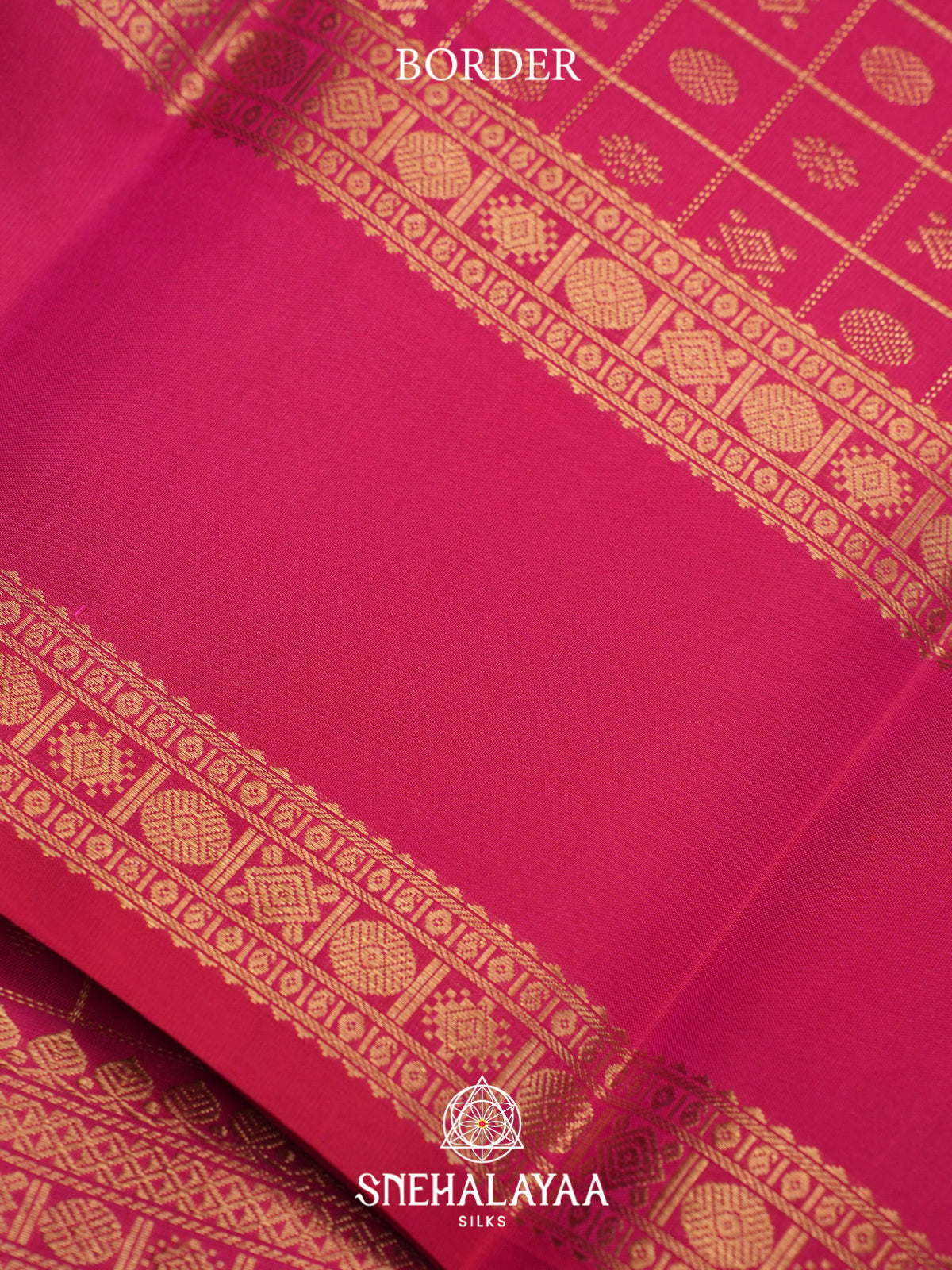 Pink Kanjivaram Silk Saree with Gold Zari Checks and Buttas