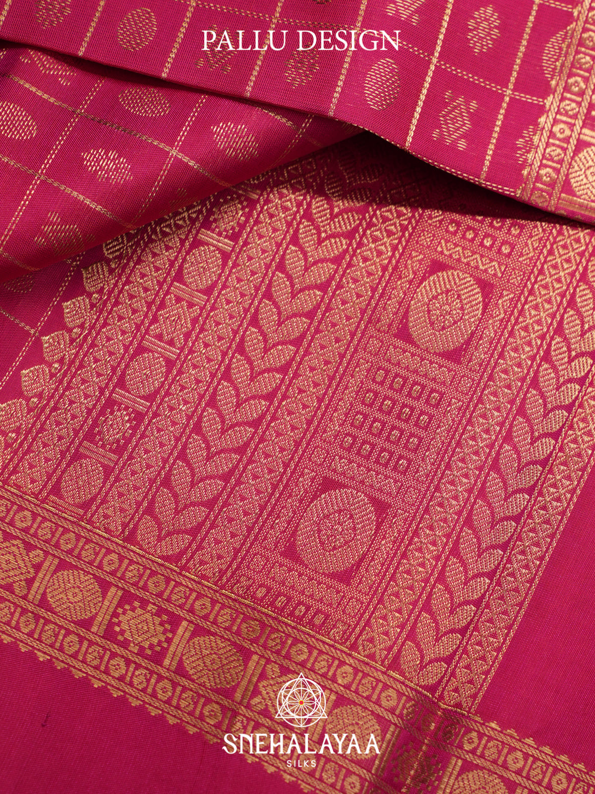 Pink Kanjivaram Silk Saree with Gold Zari Checks and Buttas