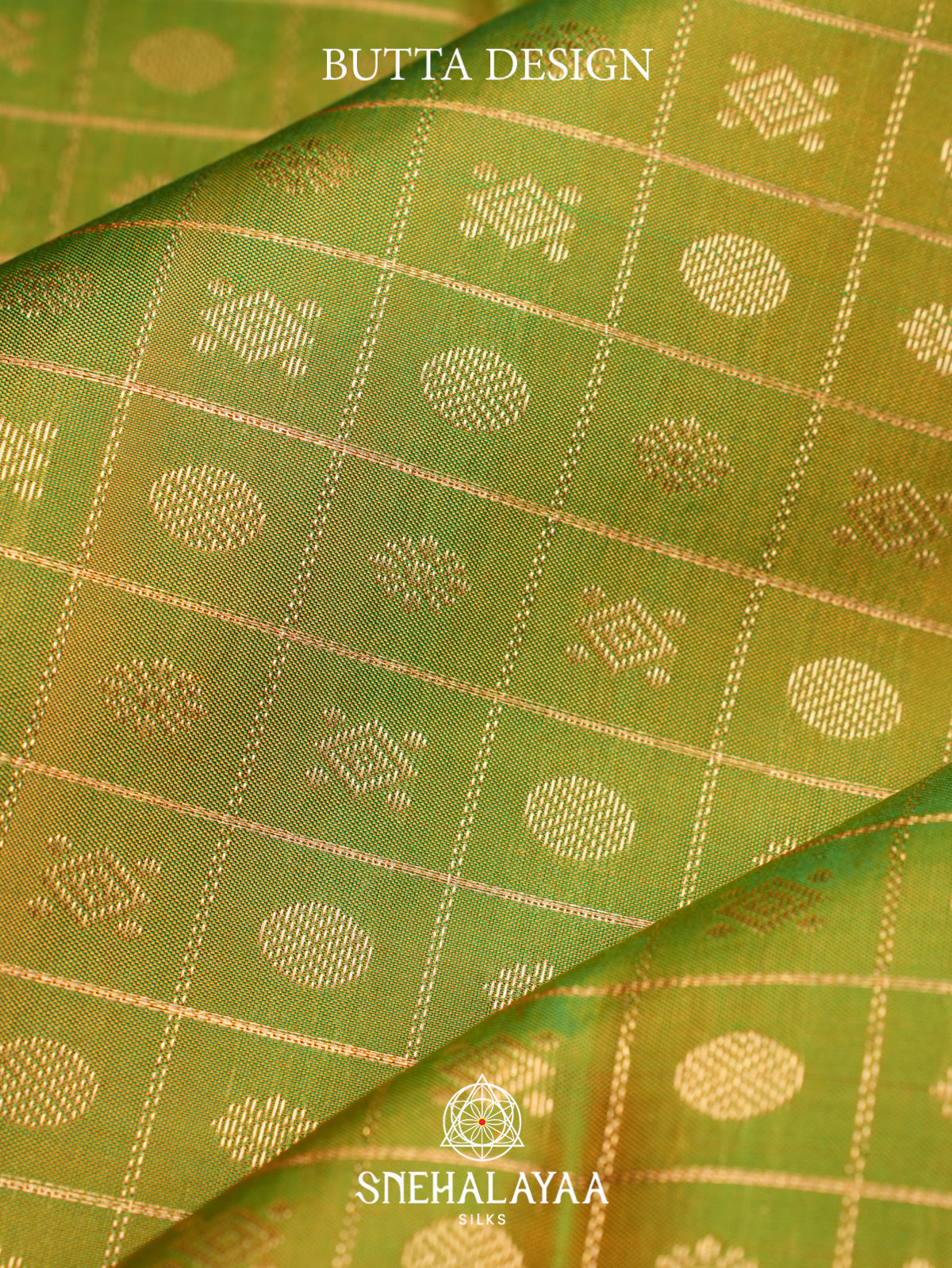 Green Kanjivaram Silk Saree with Gold Zari Checks and Buttas