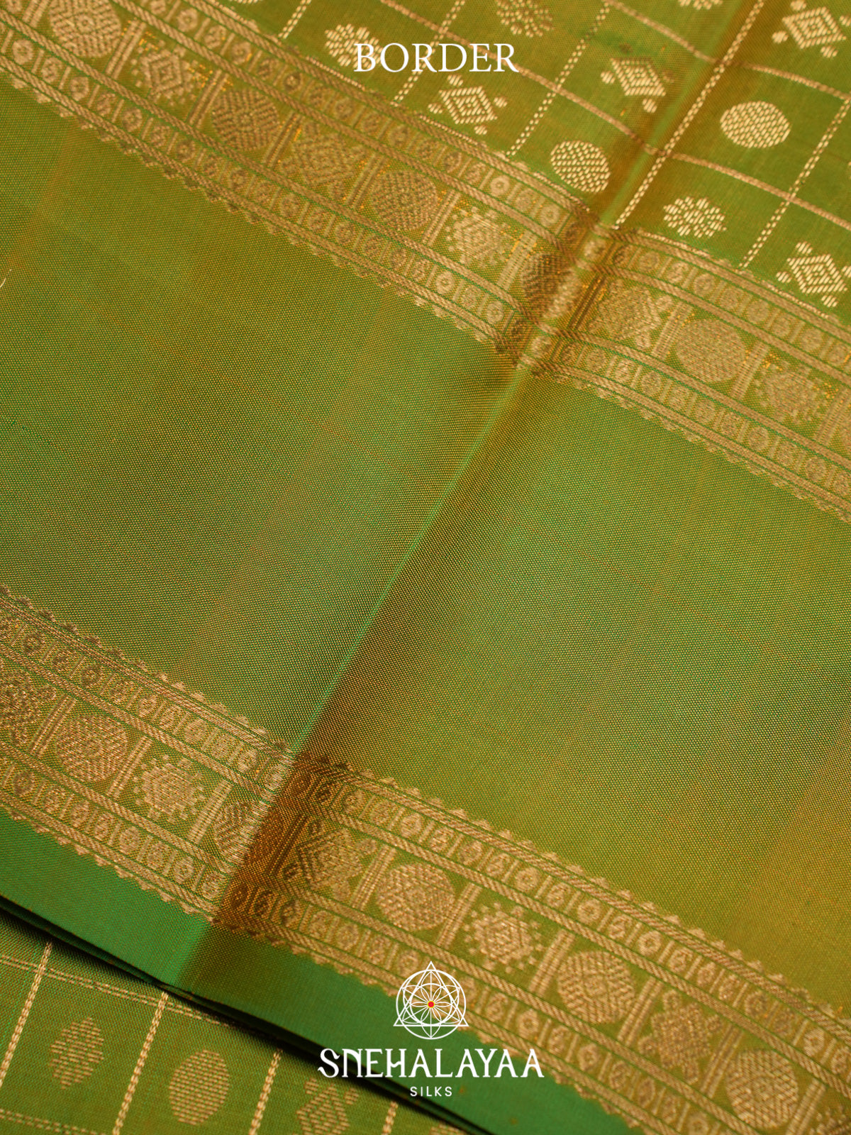 Green Kanjivaram Silk Saree with Gold Zari Checks and Buttas