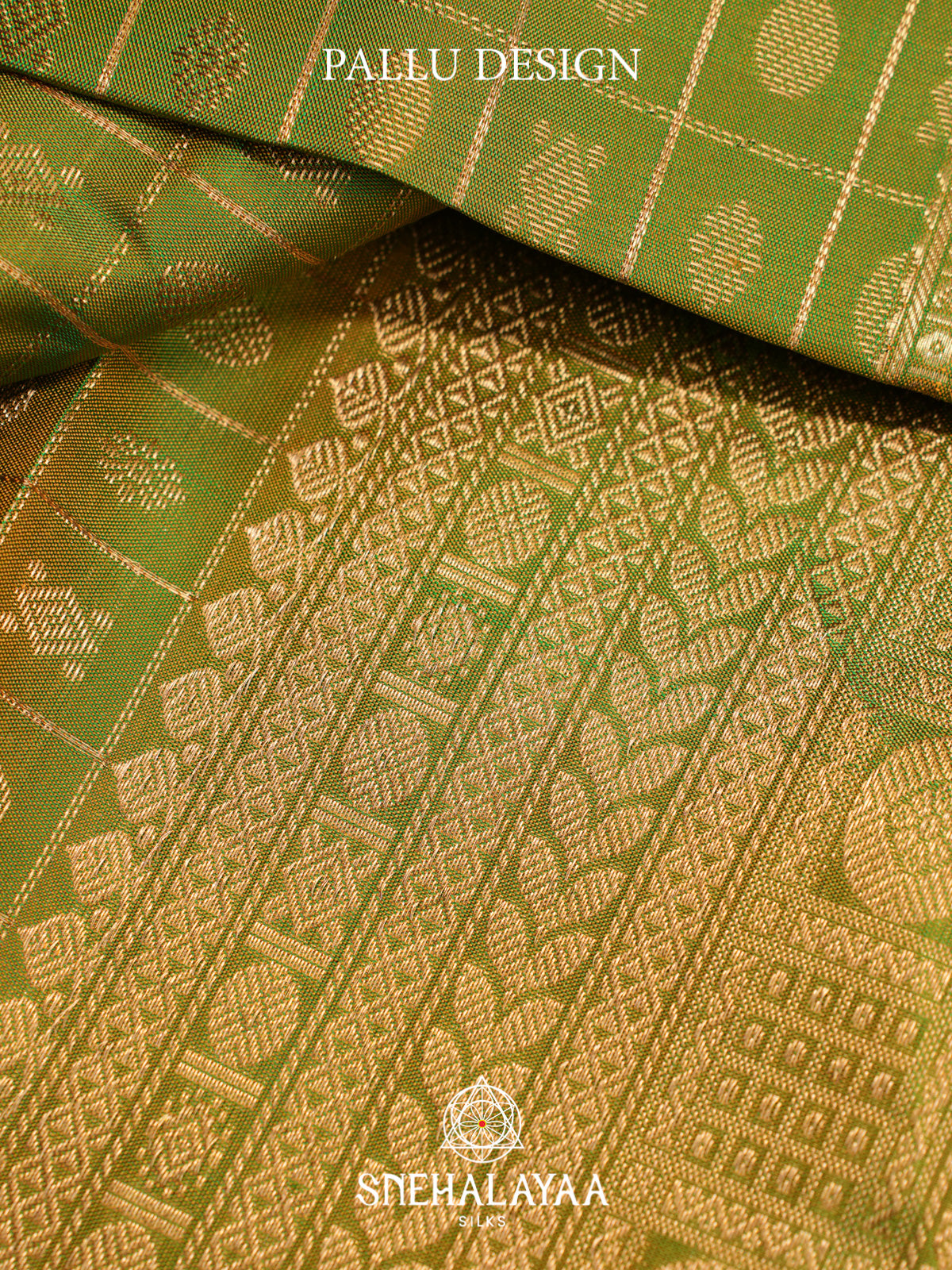 Green Kanjivaram Silk Saree with Gold Zari Checks and Buttas