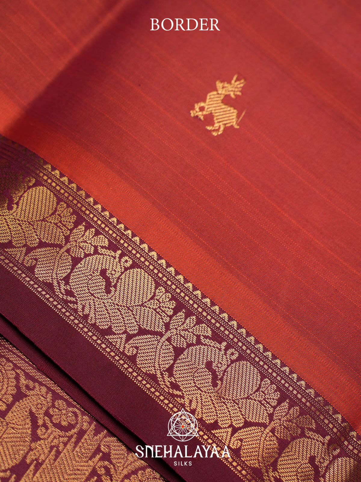 Brick Red Kanjivaram Silk Saree