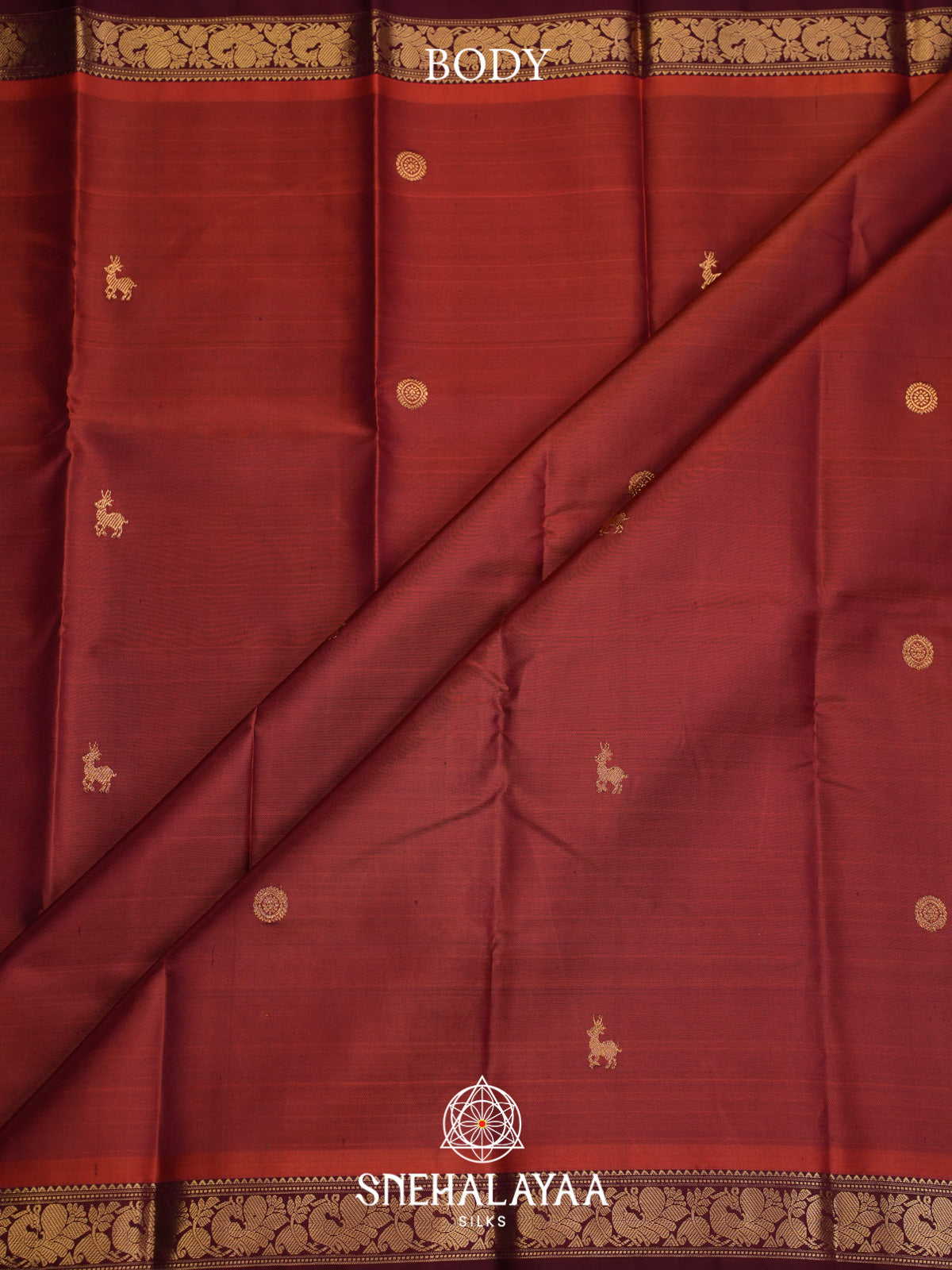 Brick Red Kanjivaram Silk Saree