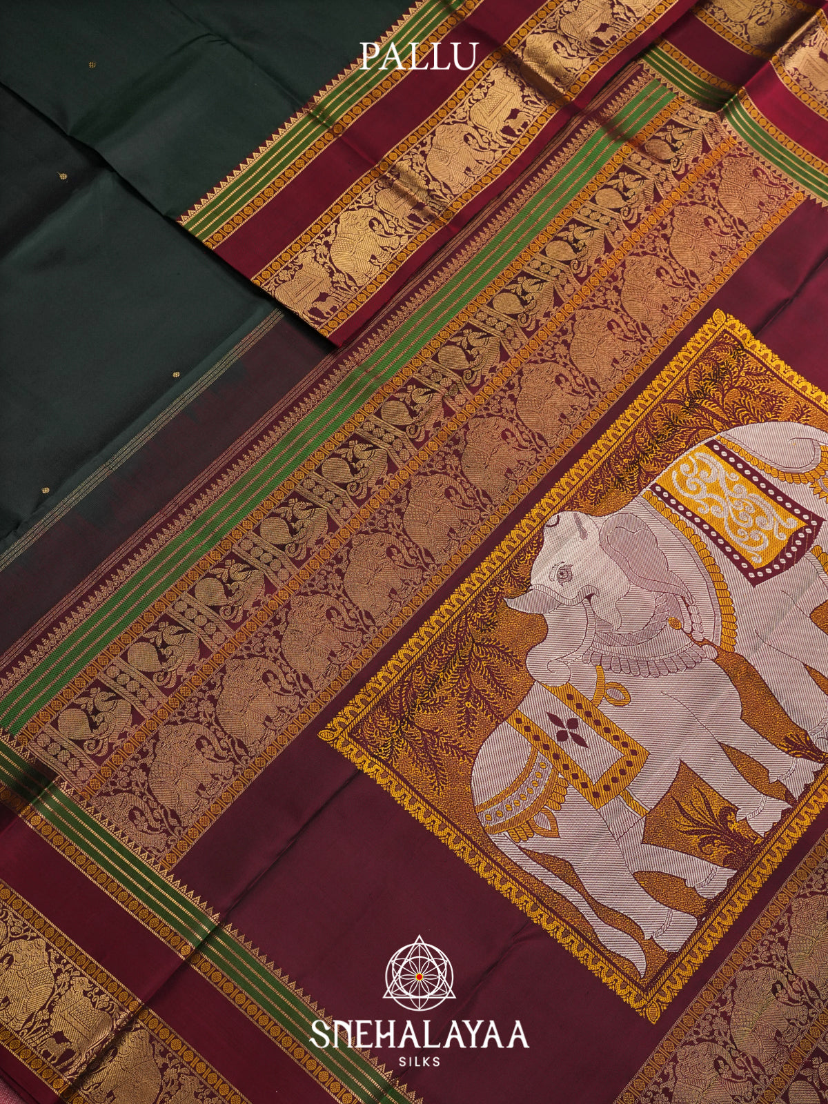Forest Green Kanjivaram Silk Saree