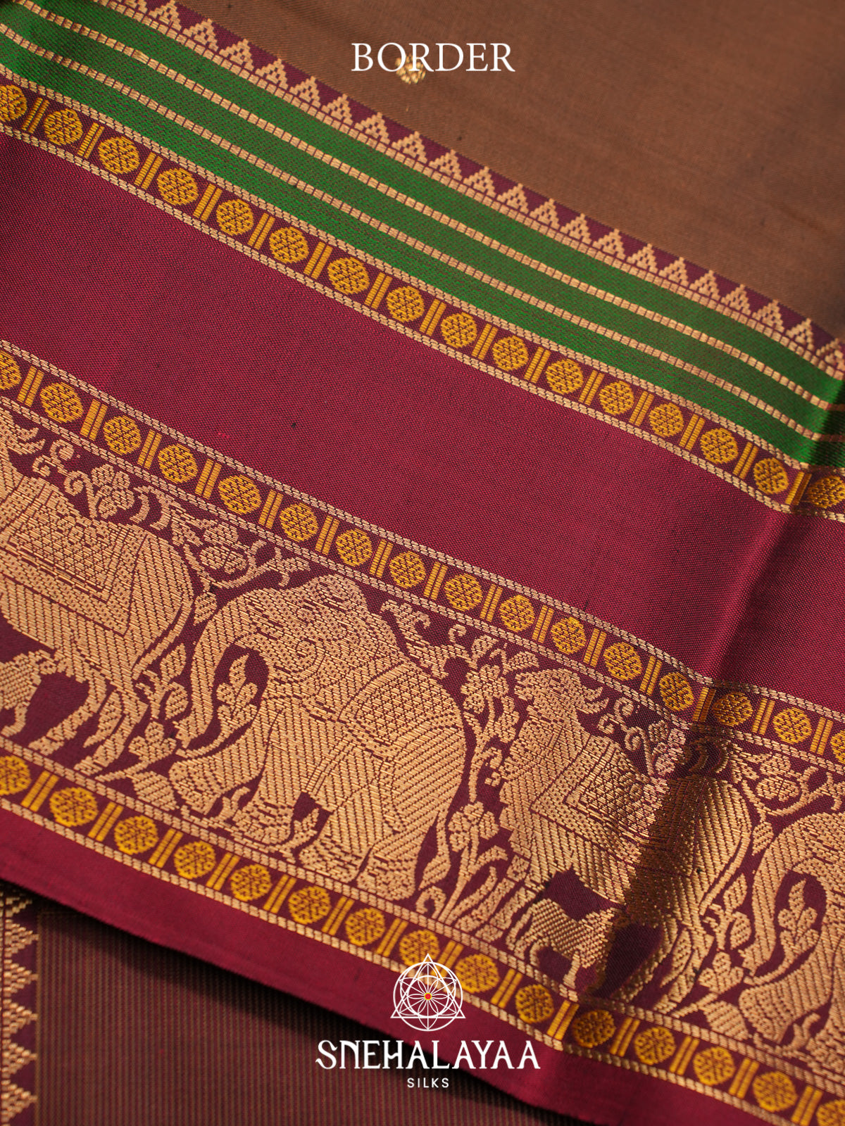 Khaki Brown Kanjivaram Silk Saree