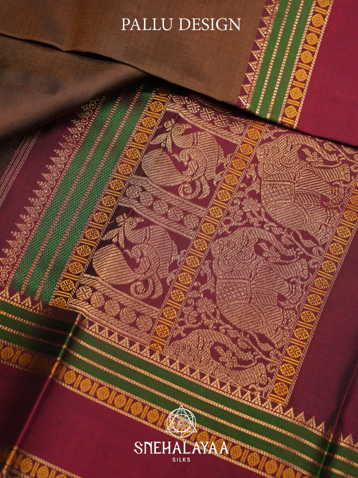 Khaki Brown Kanjivaram Silk Saree