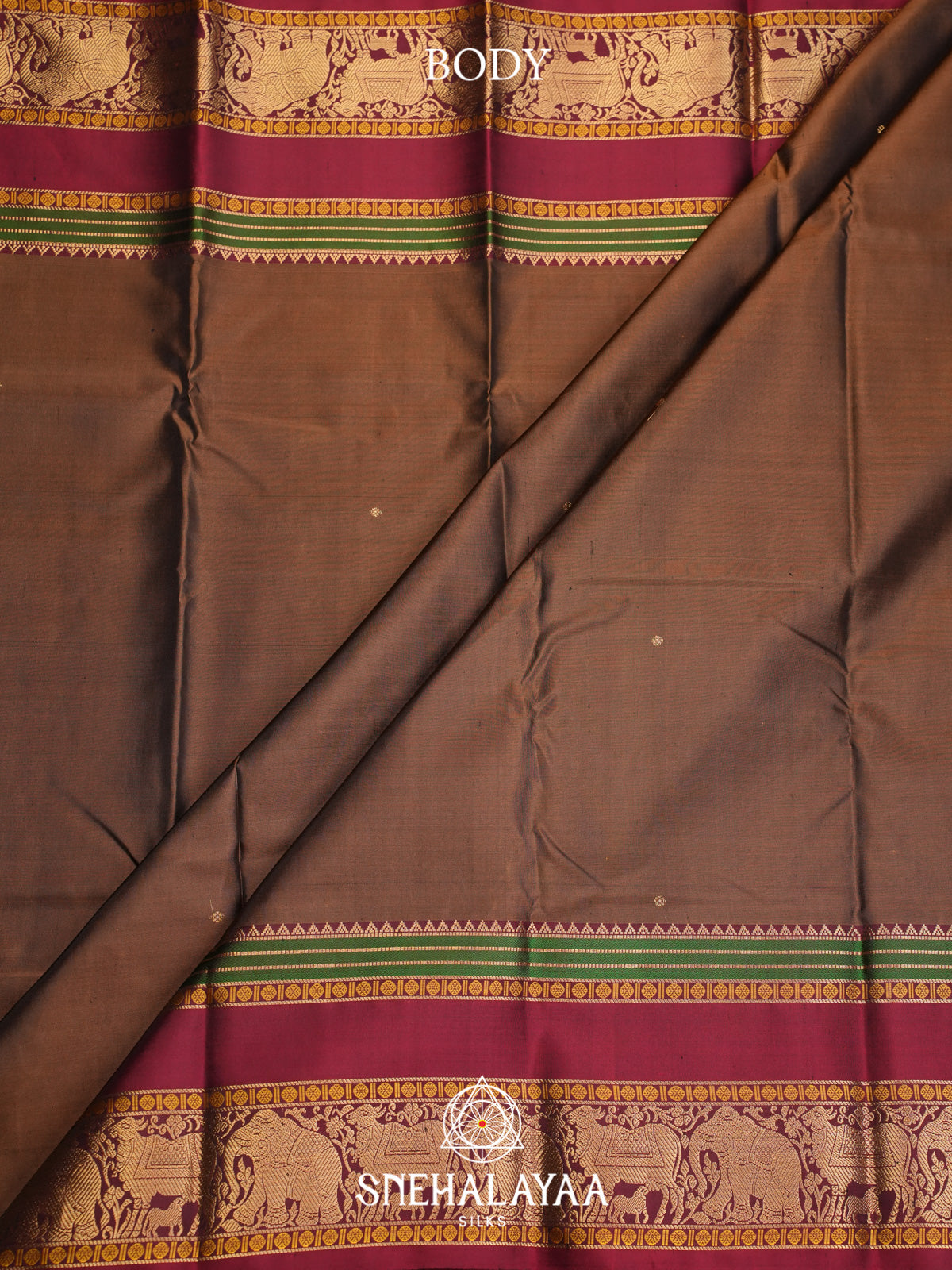 Khaki Brown Kanjivaram Silk Saree