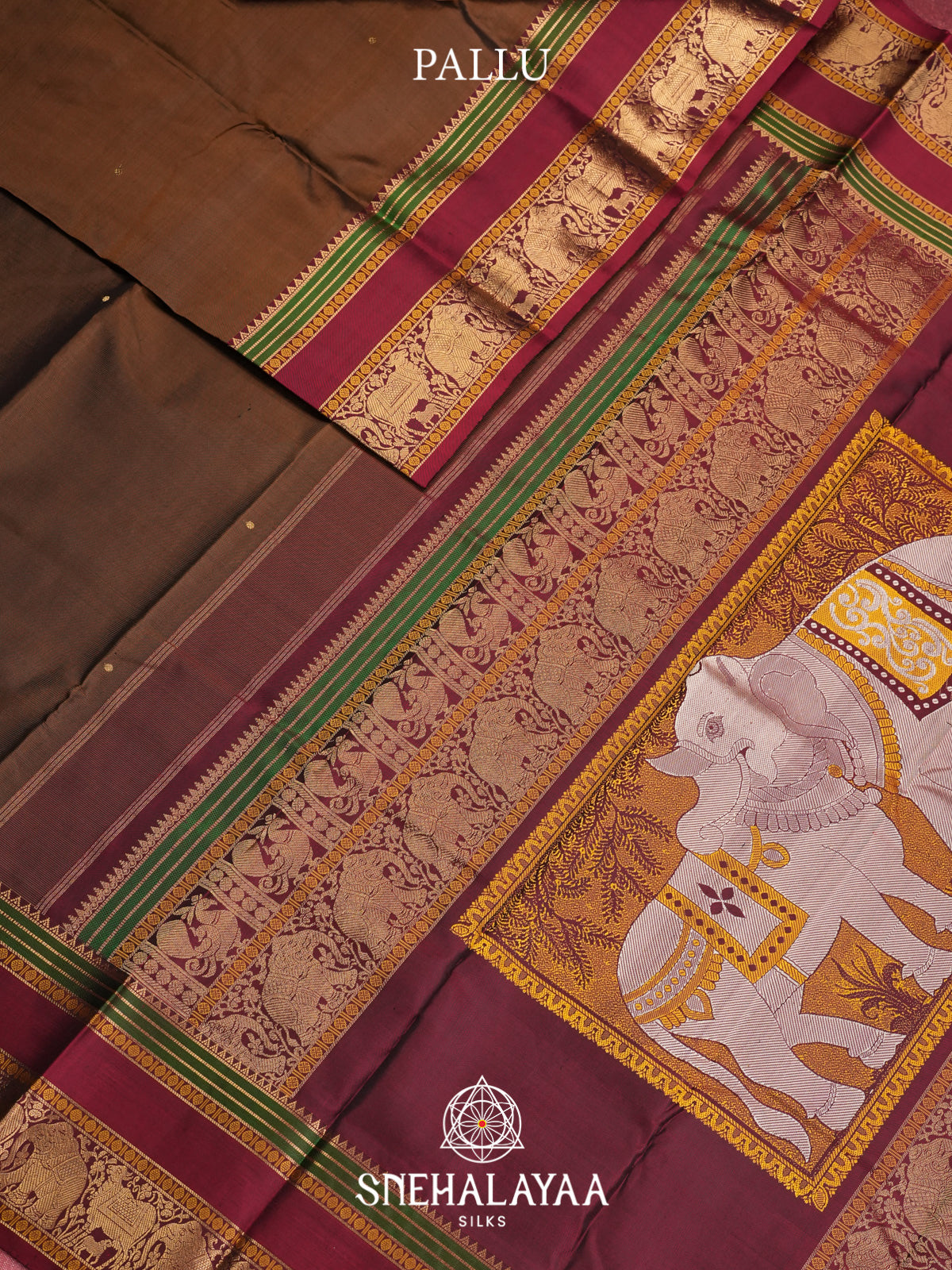 Khaki Brown Kanjivaram Silk Saree