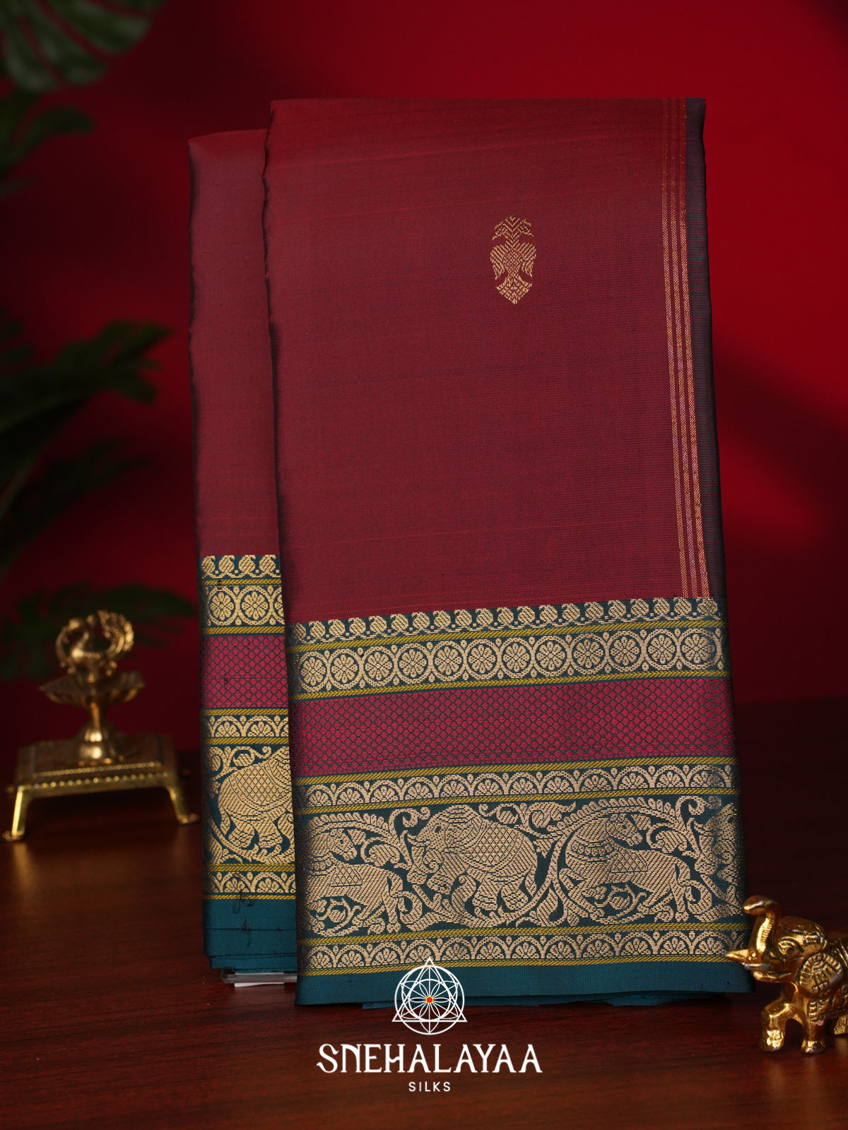 Maroon Kanjivaram Silk Saree