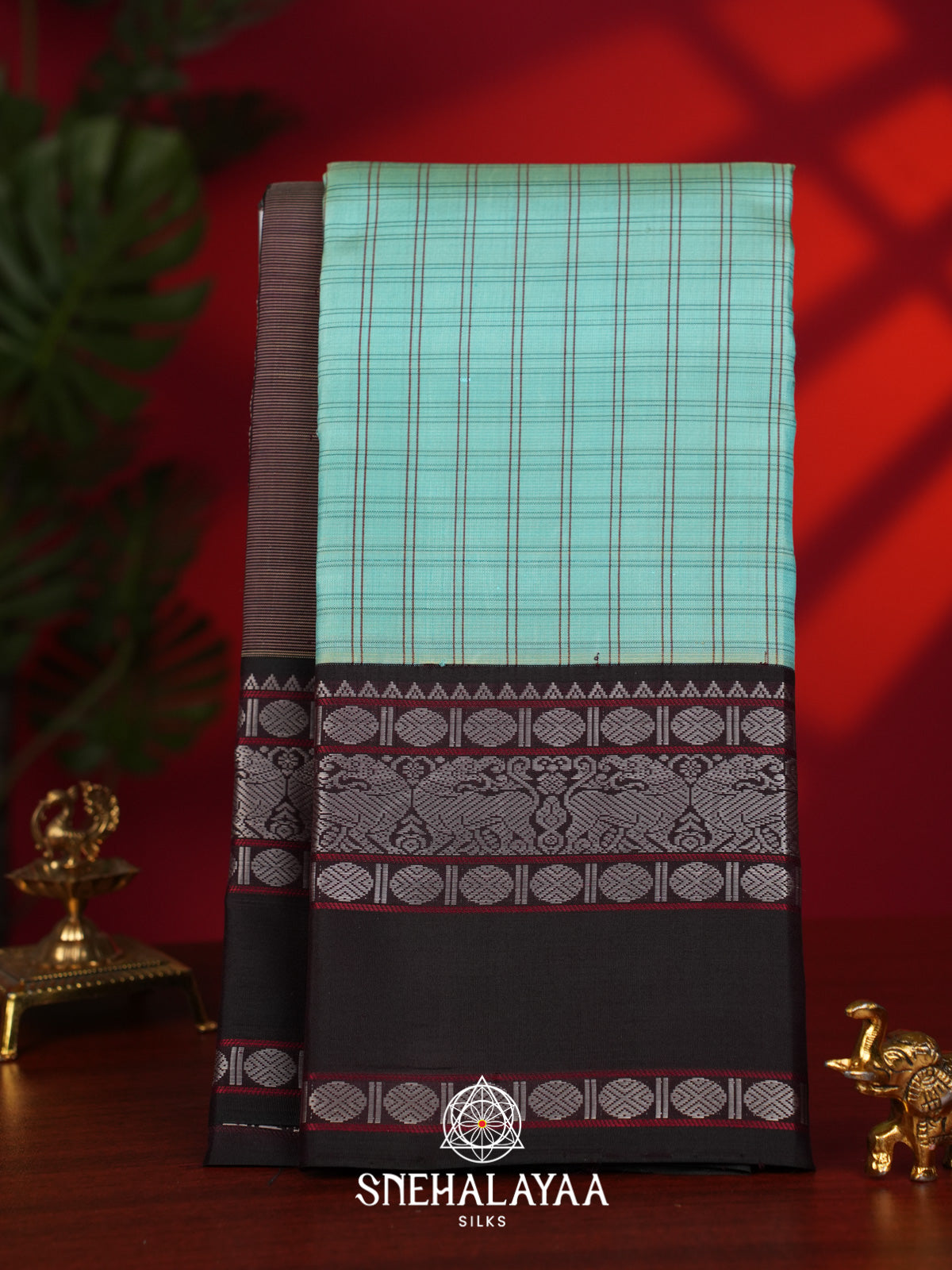 Mint Blue Kanjivaram Silk Saree