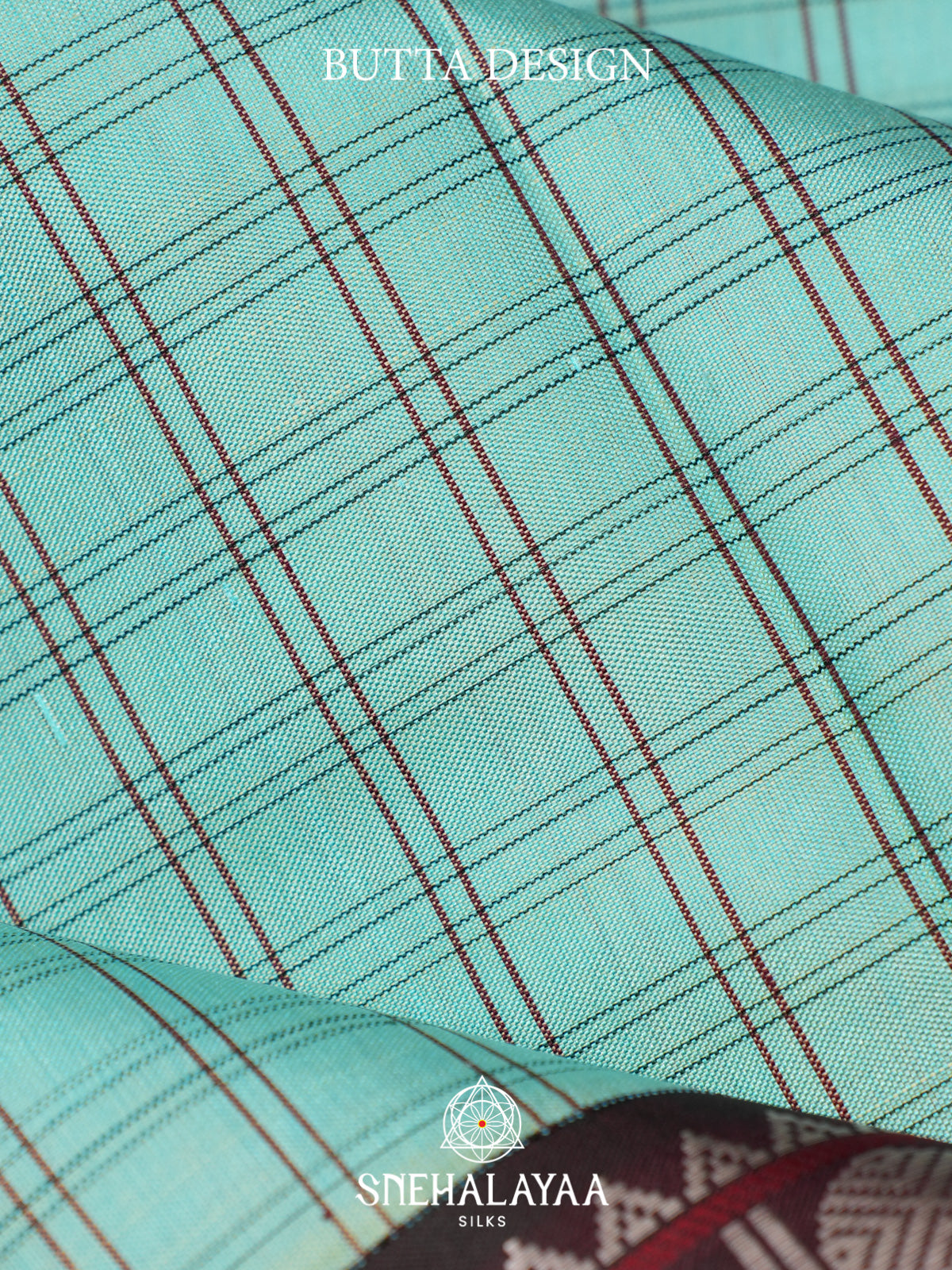 Aqua Blue Checked Kanjivaram Silk Saree
