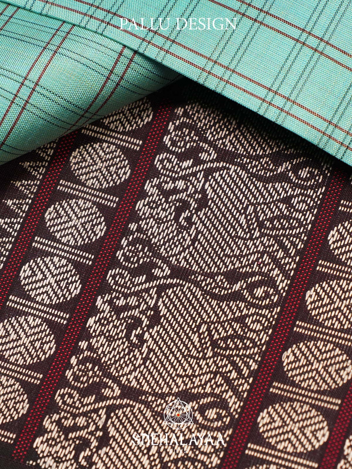 Aqua Blue Checked Kanjivaram Silk Saree