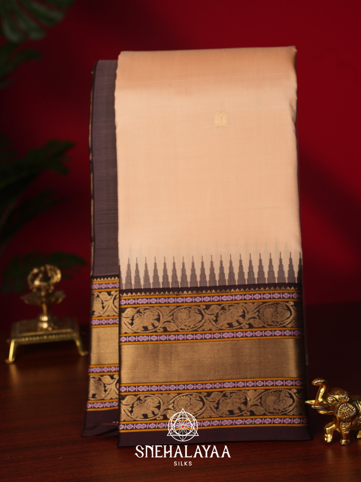 Cream Kanjivaram Silk Saree