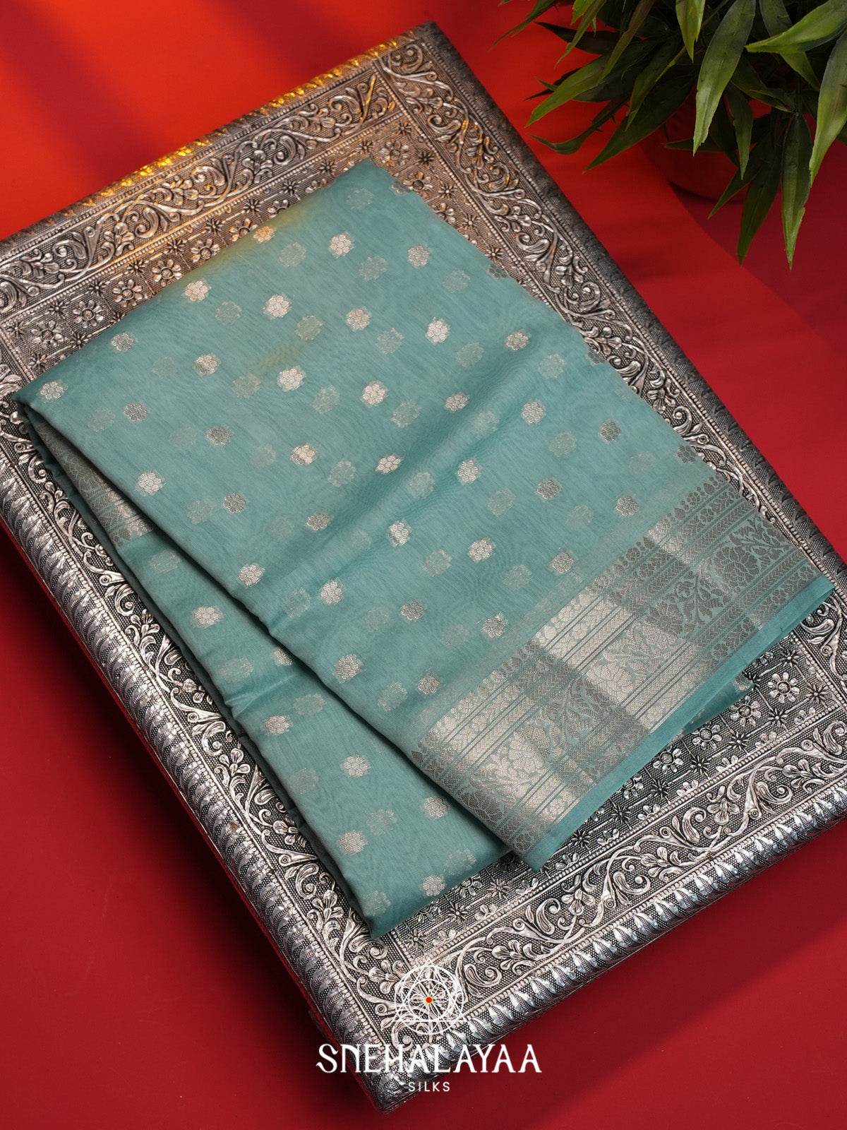Ice Blue Chanderi Saree
