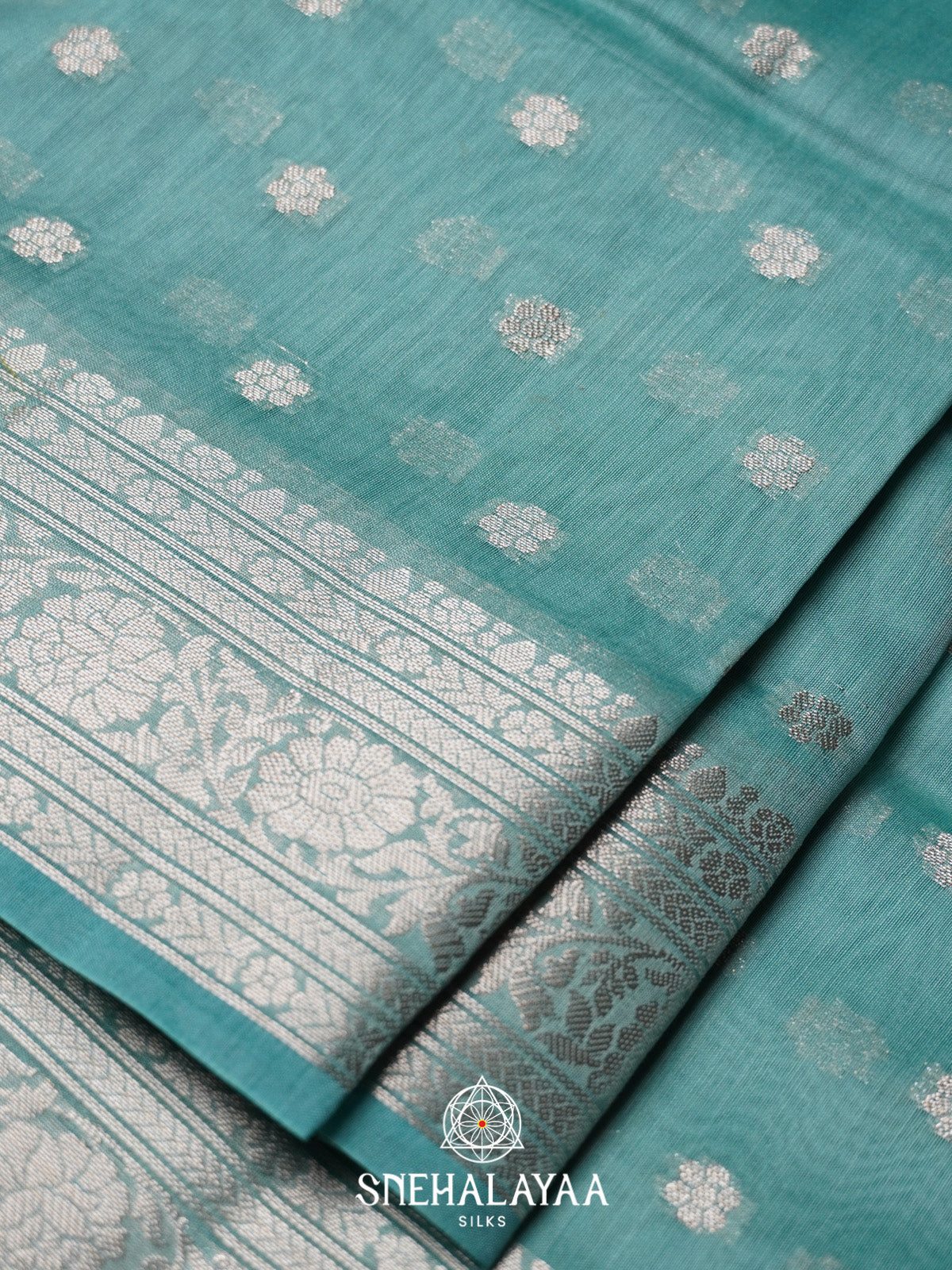 Ice Blue Chanderi Saree