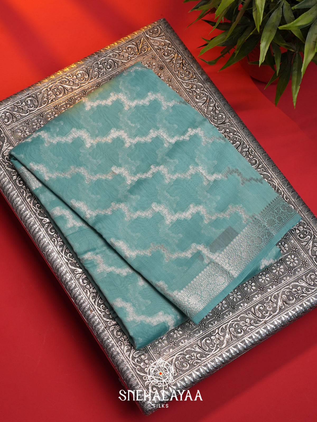 Ice Blue Chanderi Saree
