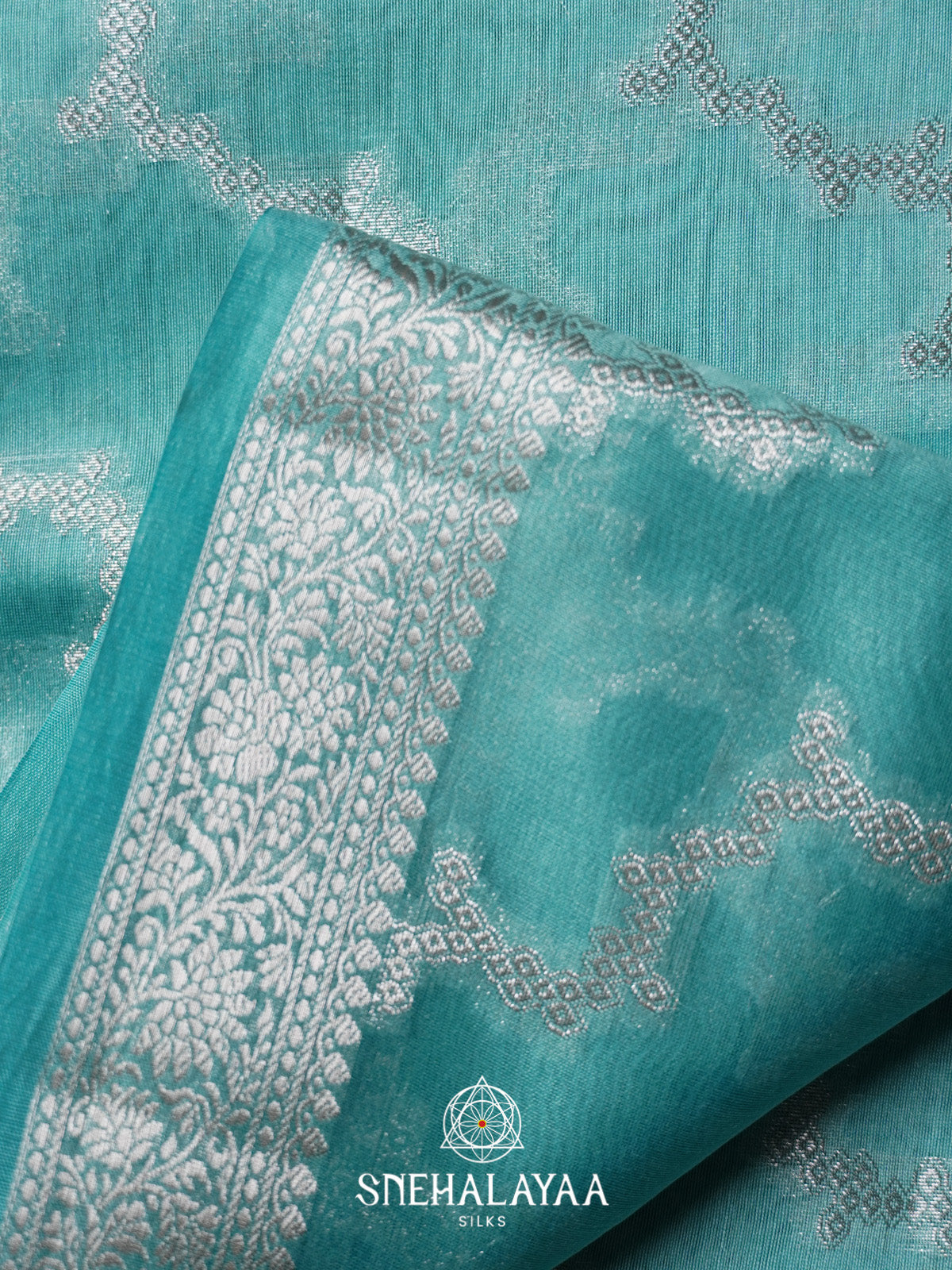 Ice Blue Chanderi Saree