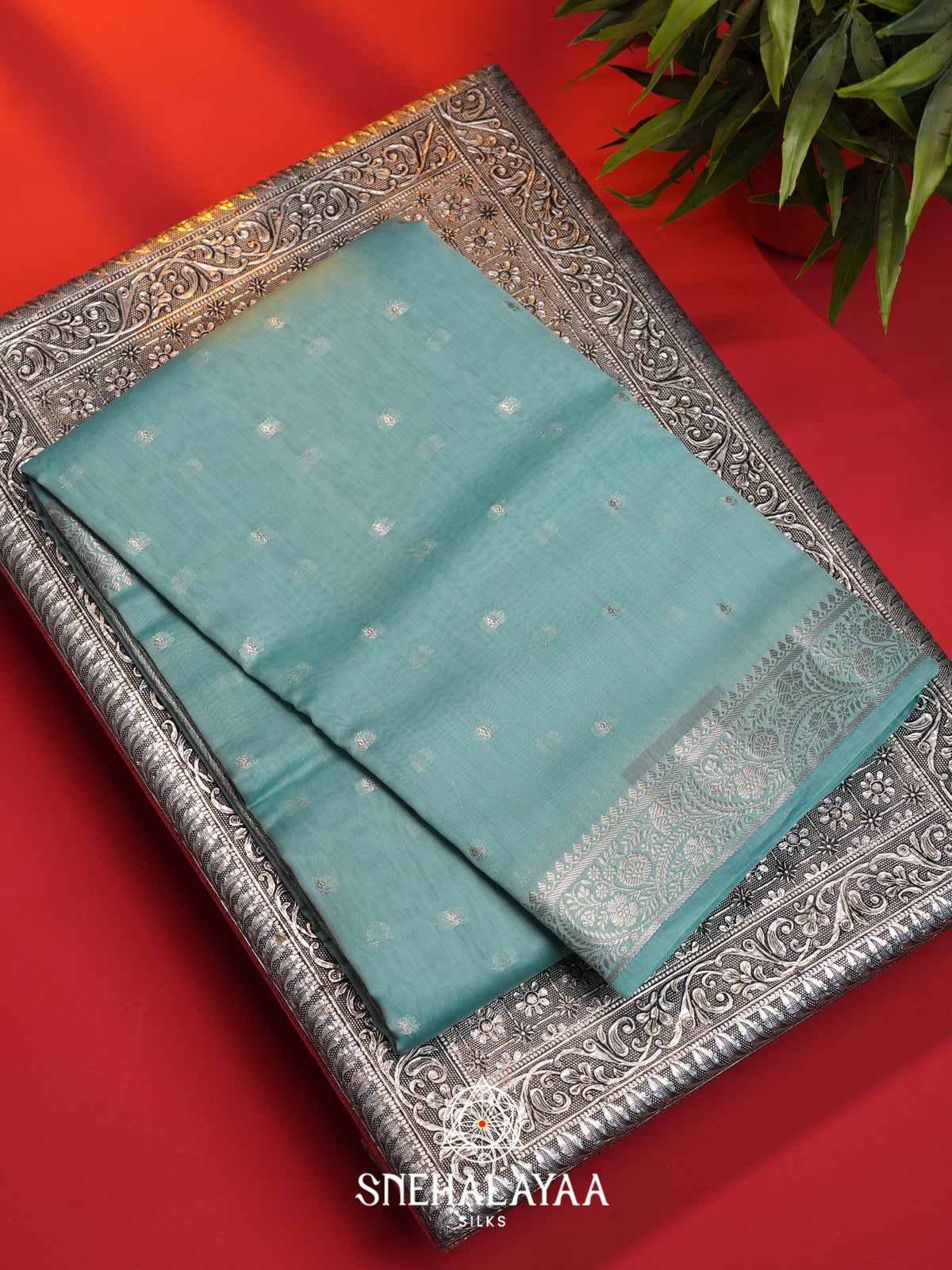 Ice Blue Chanderi Saree