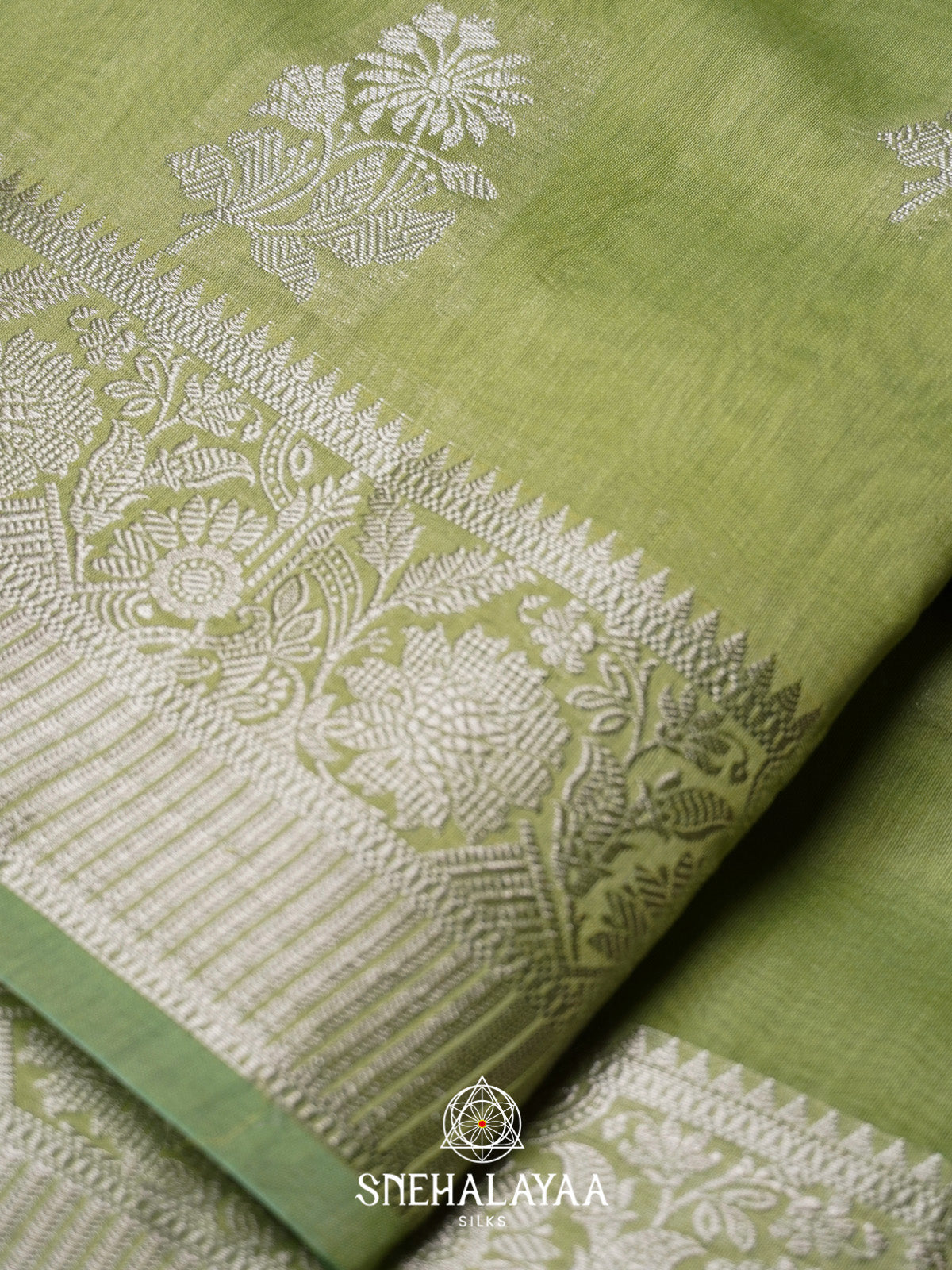 Olive Green Chanderi Saree