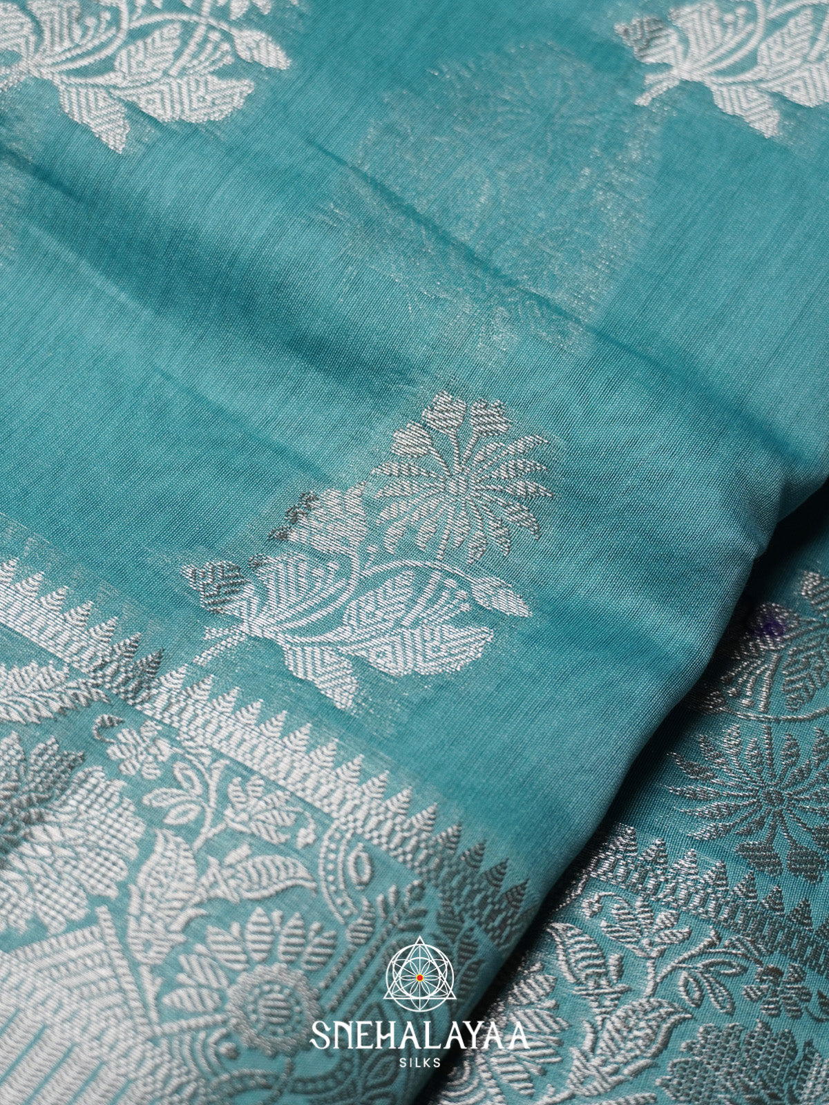 Ice Blue Chanderi Saree