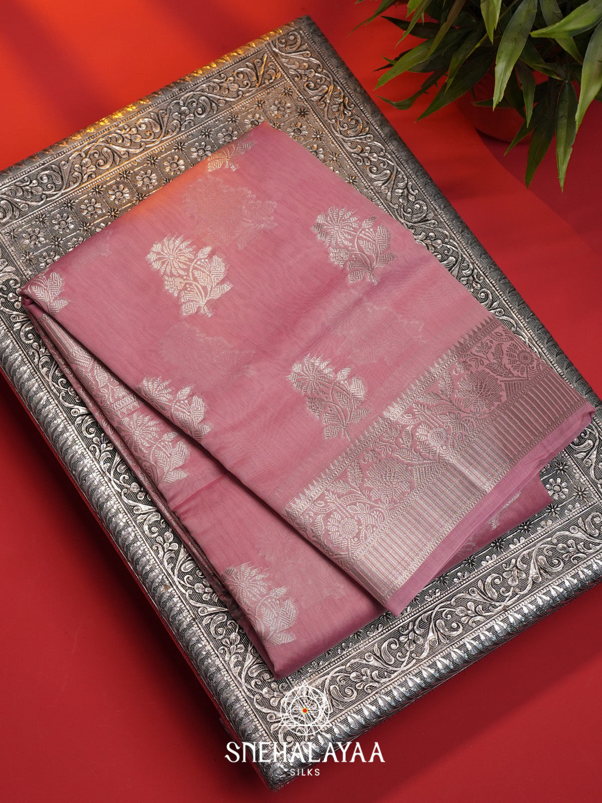 Peach Pink Chanderi Saree