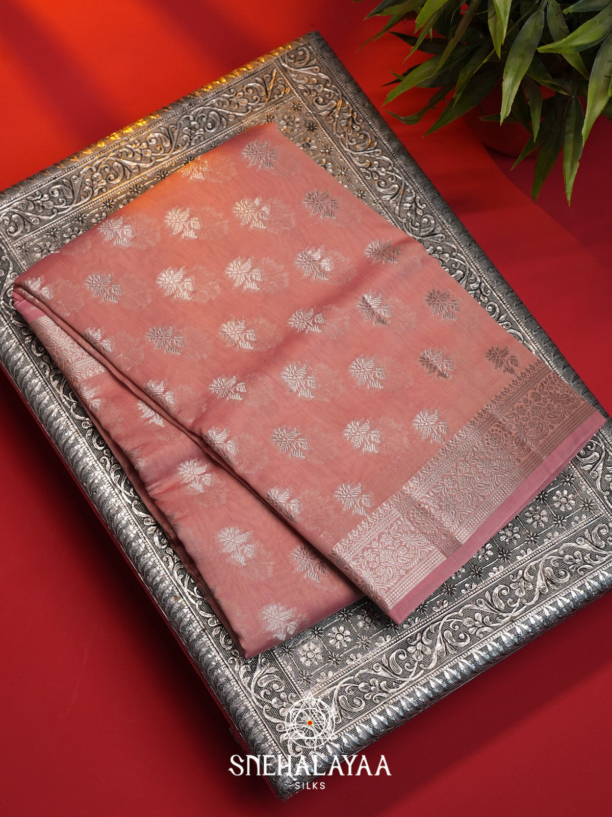 Peach Pink Chanderi Saree