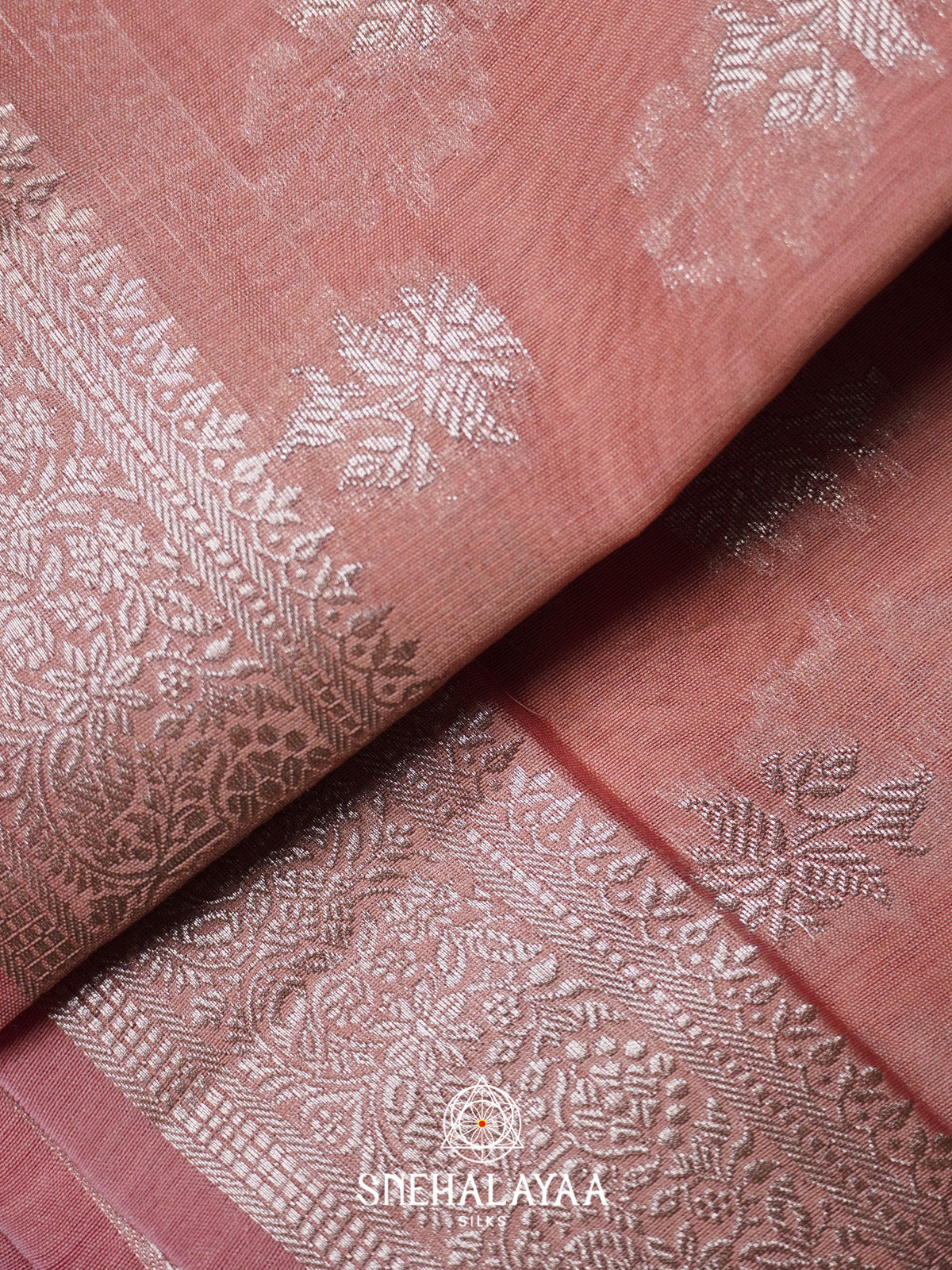 Peach Pink Chanderi Saree