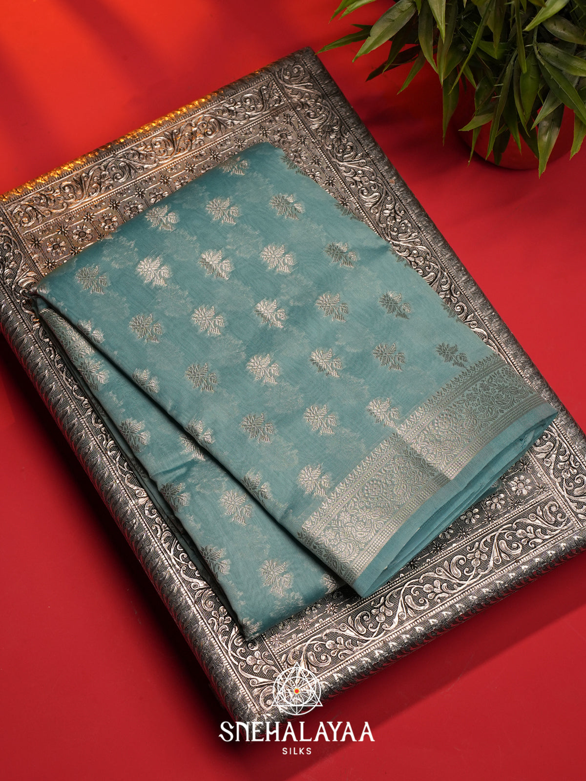 Seafoam Green Chanderi Saree