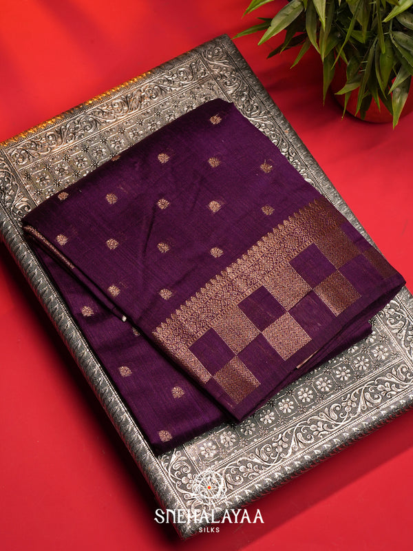 Purple  Matka Tussar Saree
