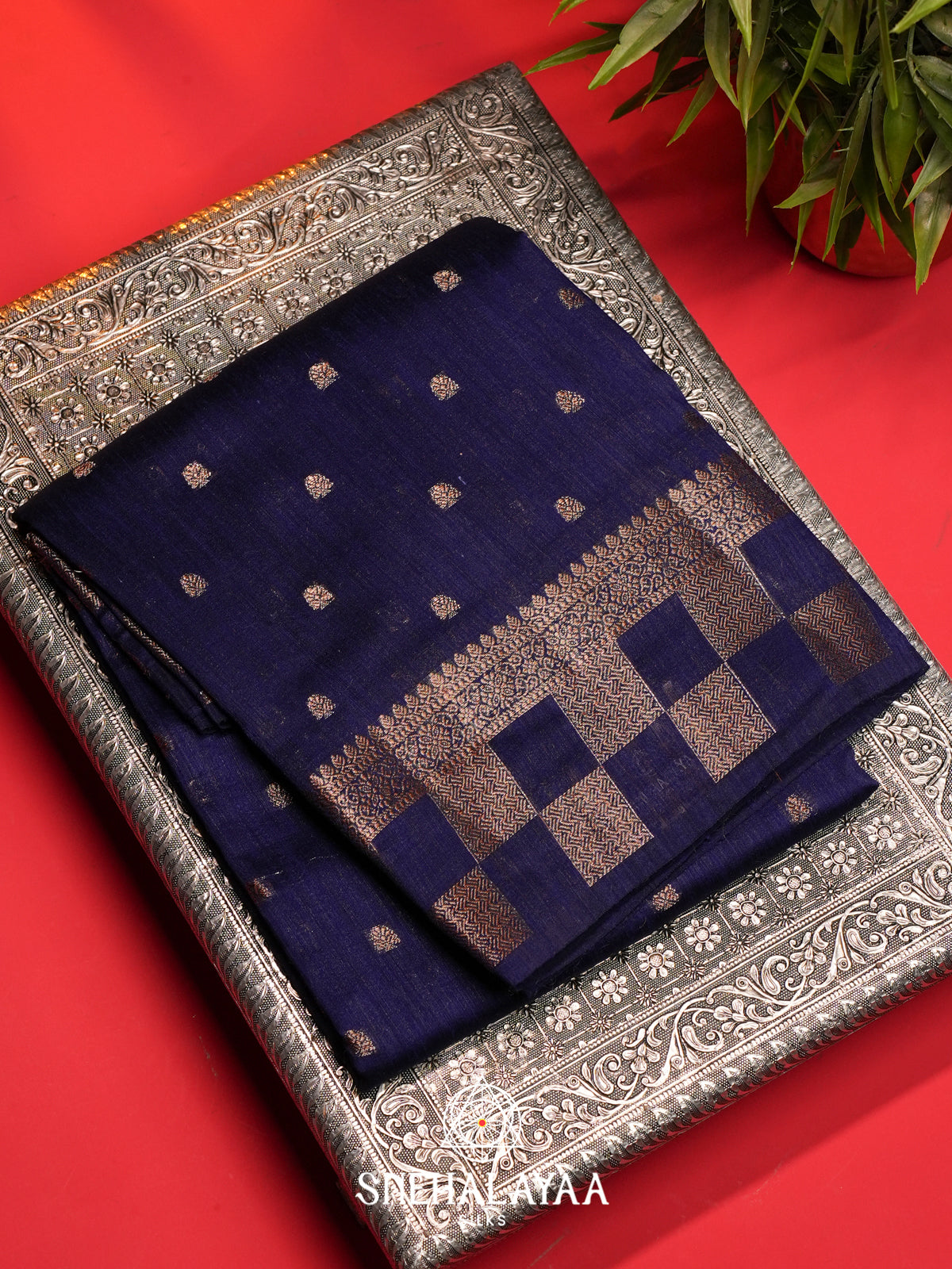 Blue  Matka Tussar Saree