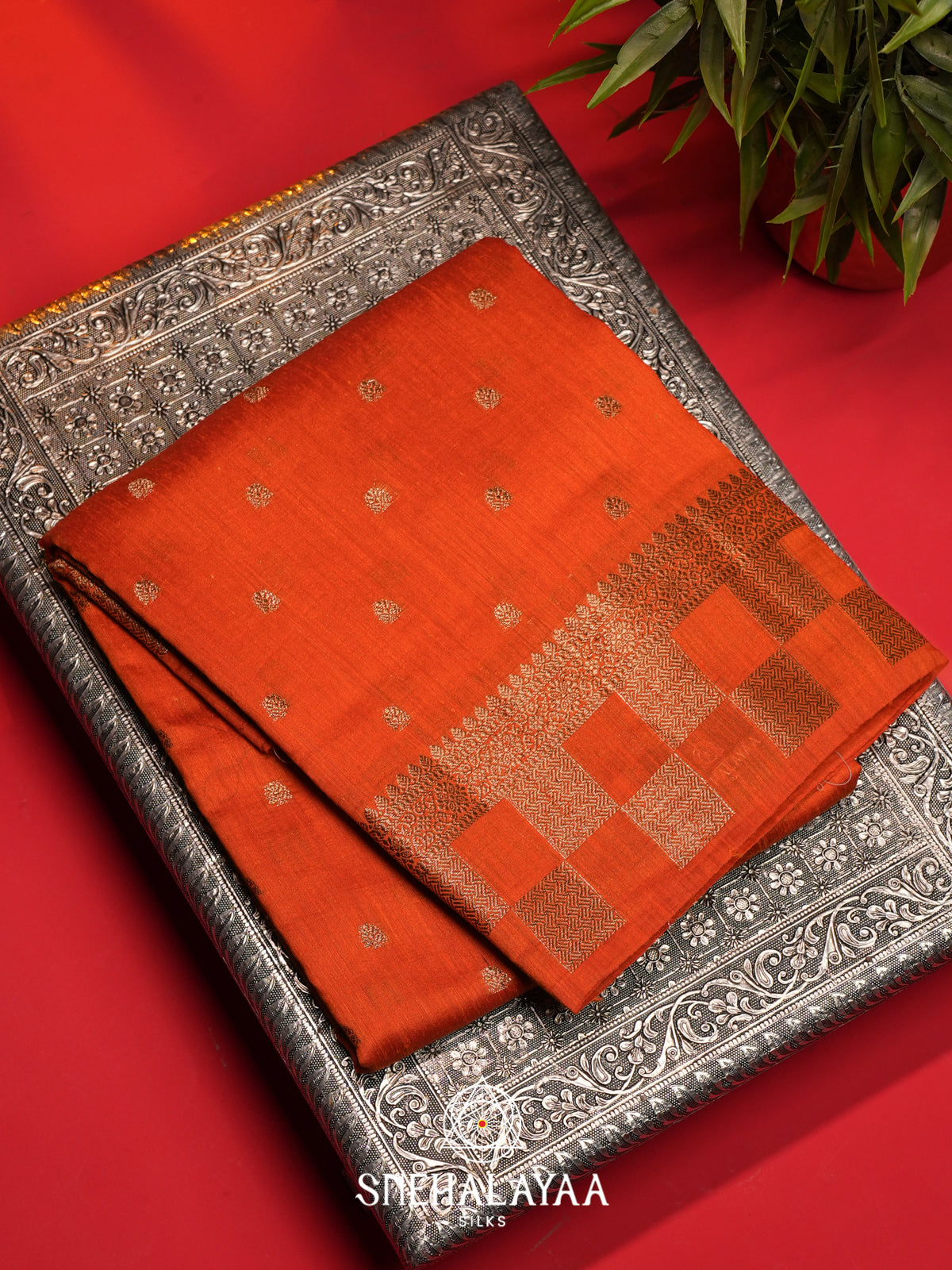 Orange  Matka Tussar Saree