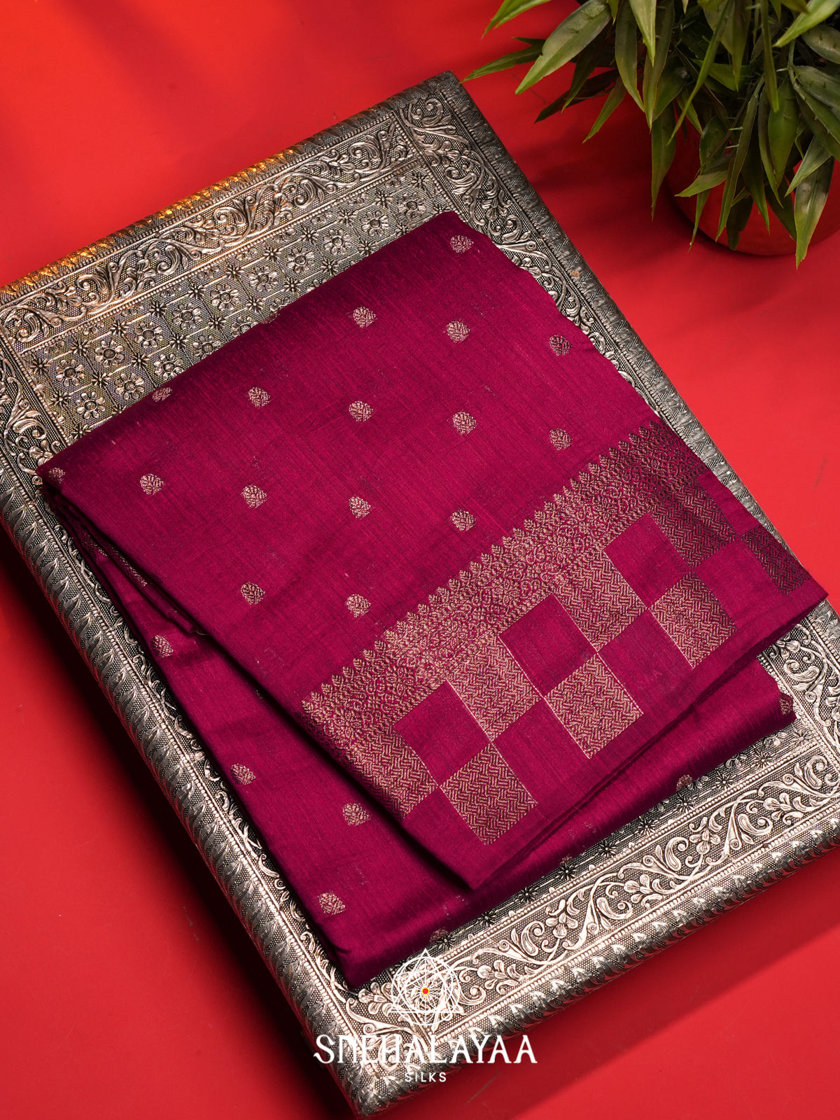 Magenta  Matka Tussar Saree
