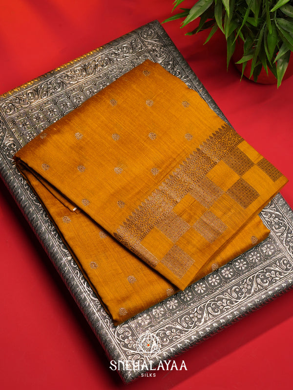 Mustard  Matka Tussar Saree