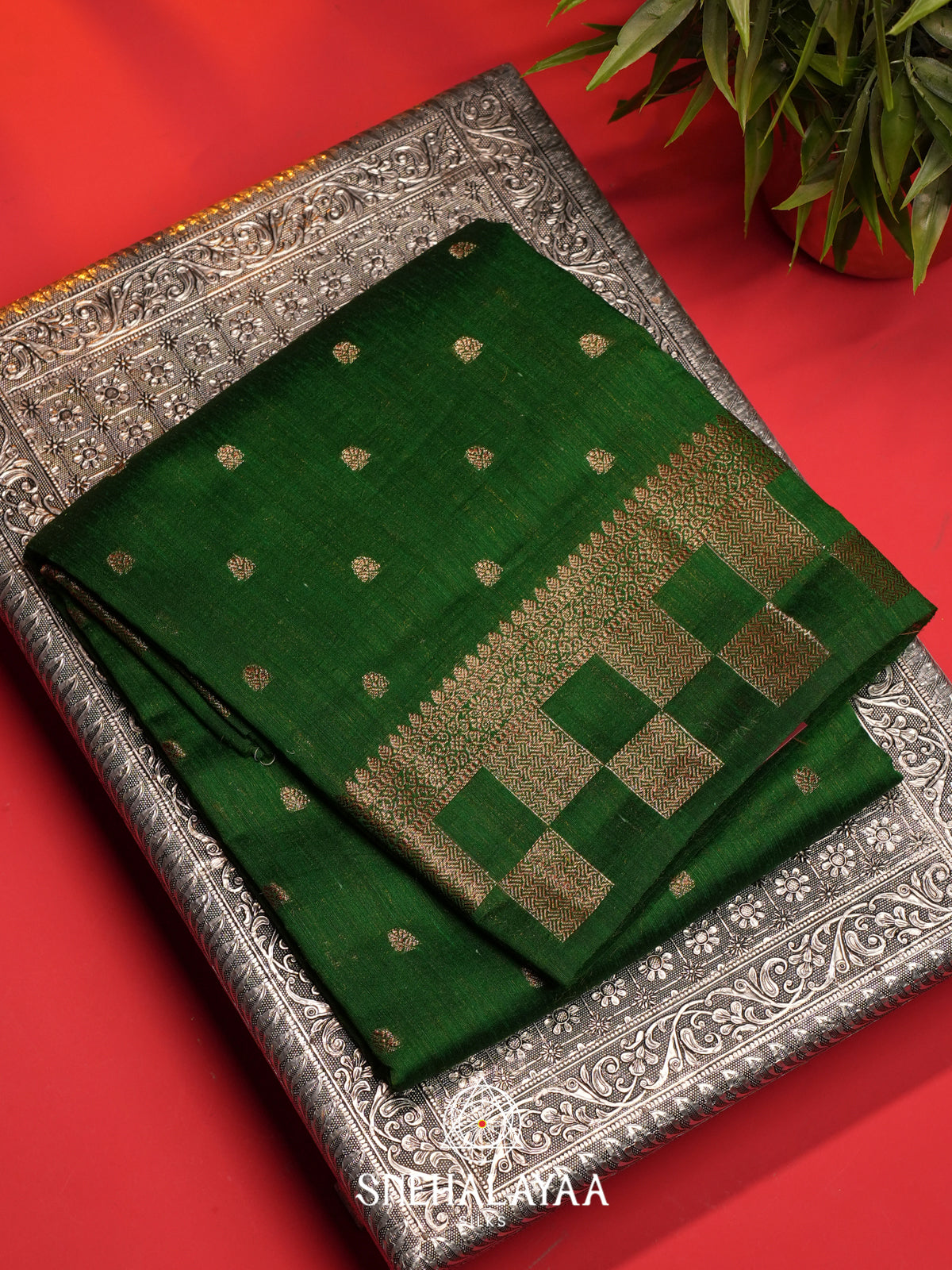 Green  Matka Tussar Saree