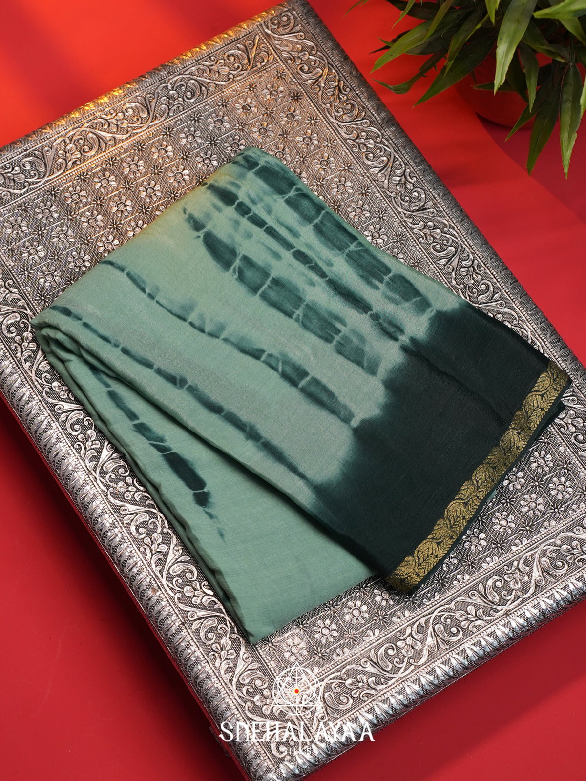 Green Chiffon Saree