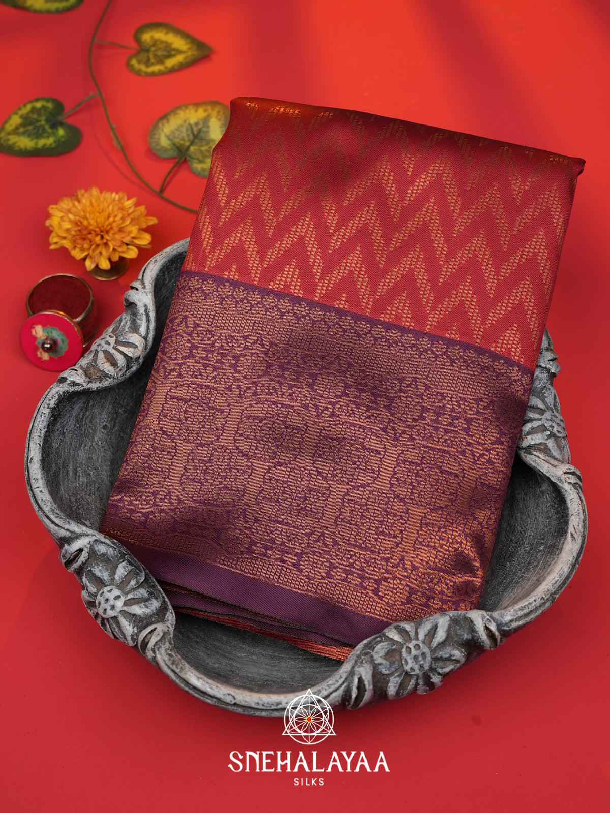 Crimson Red Art Silk Saree