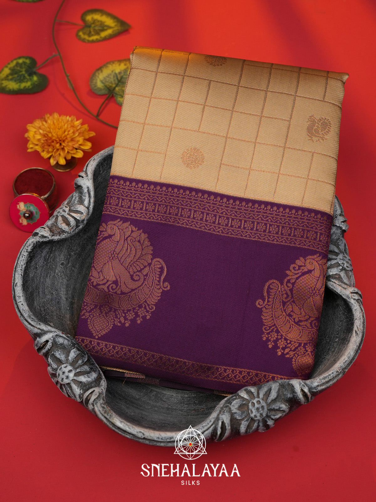 Beige Art Silk Saree