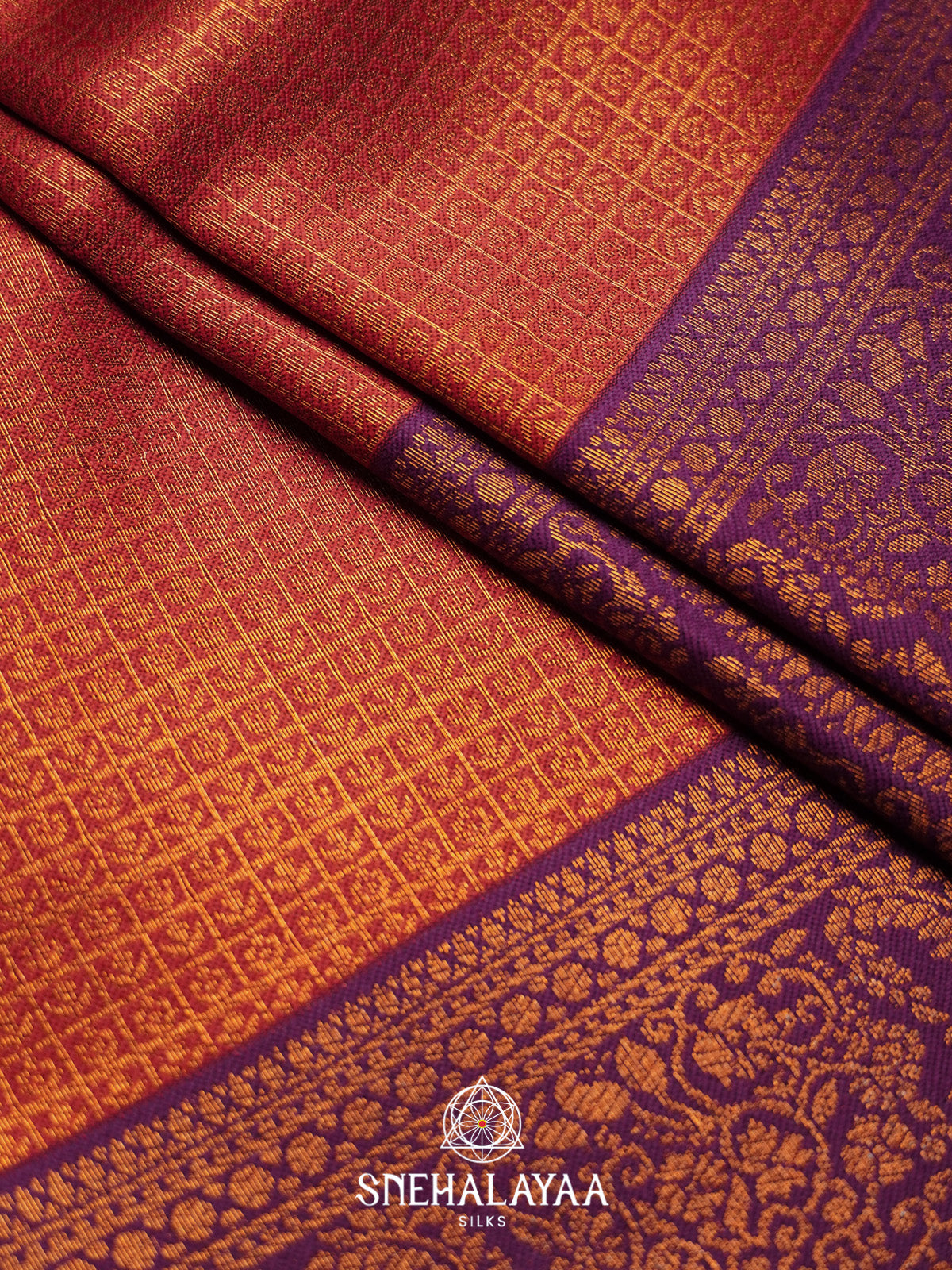 Rust Orange Art Silk Saree