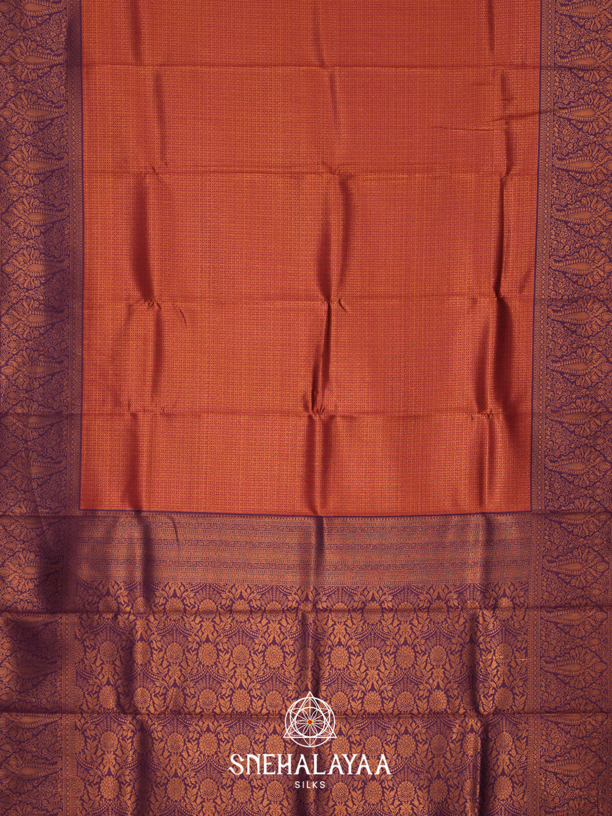 Rust Orange Art Silk Saree
