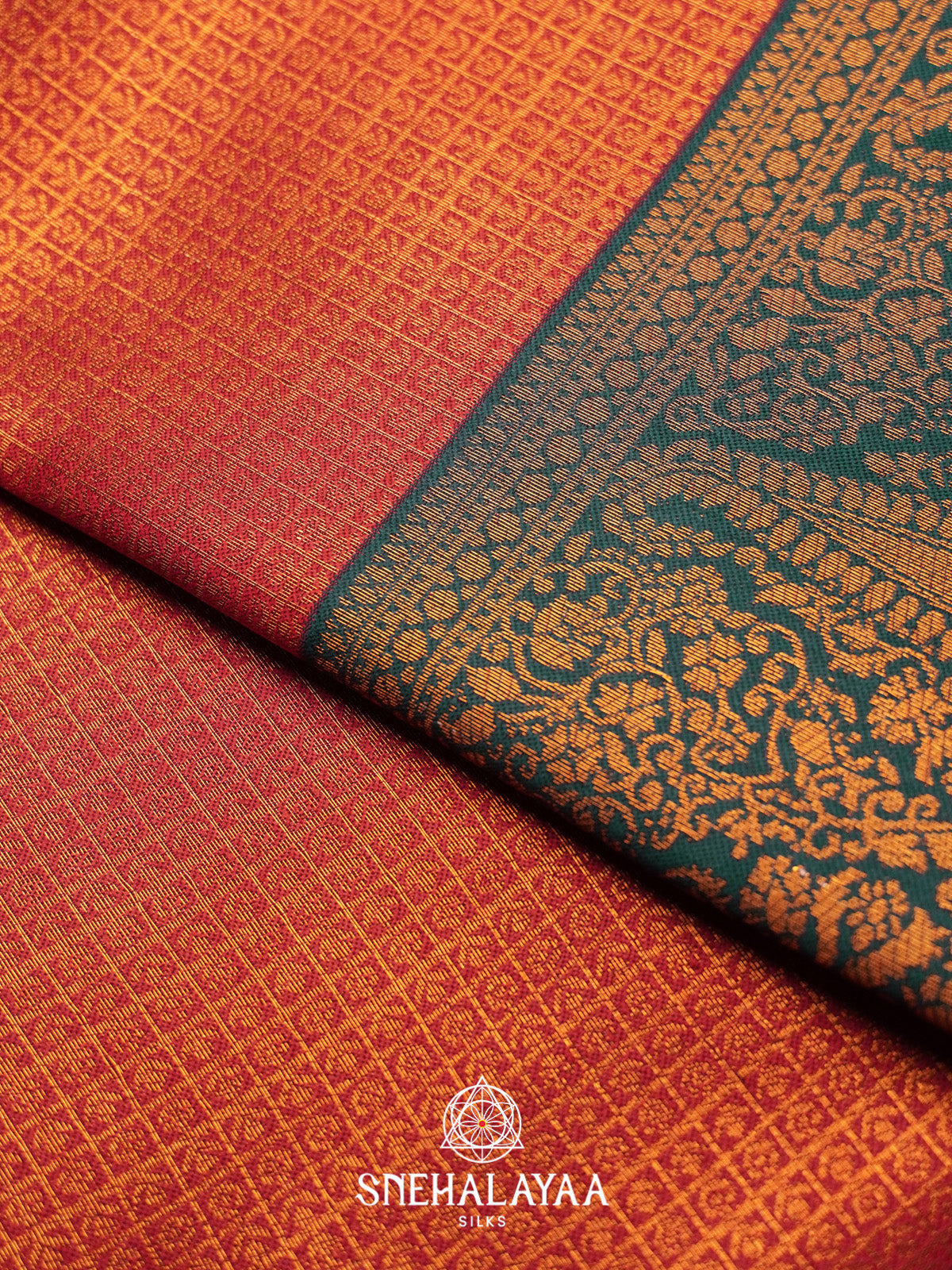 Rust Orange Art Silk Saree