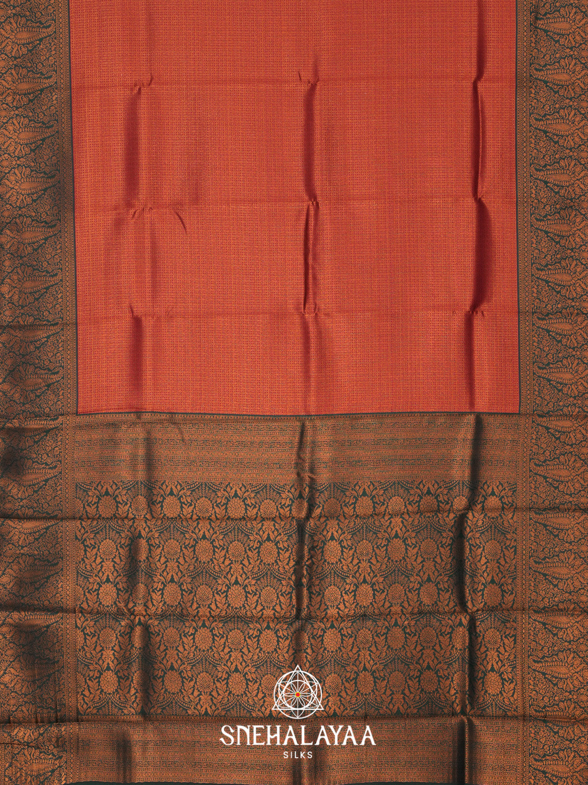 Rust Orange Art Silk Saree