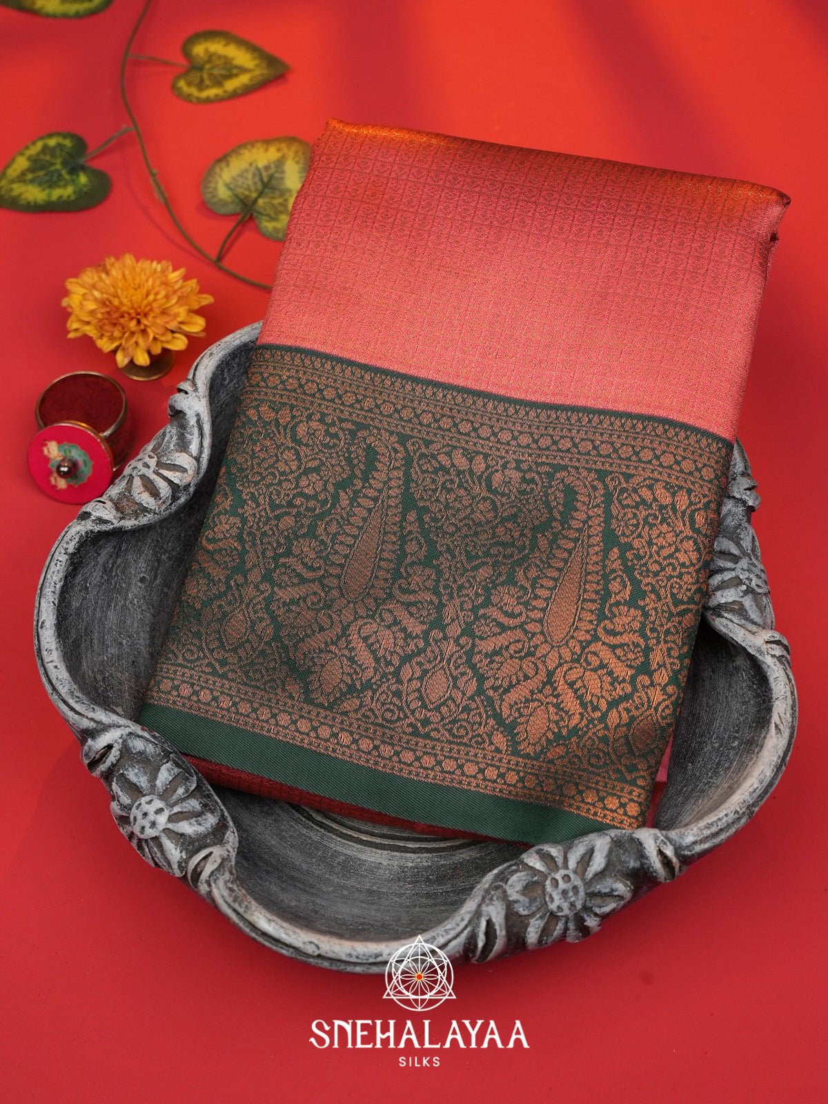 Peach Art Silk Saree