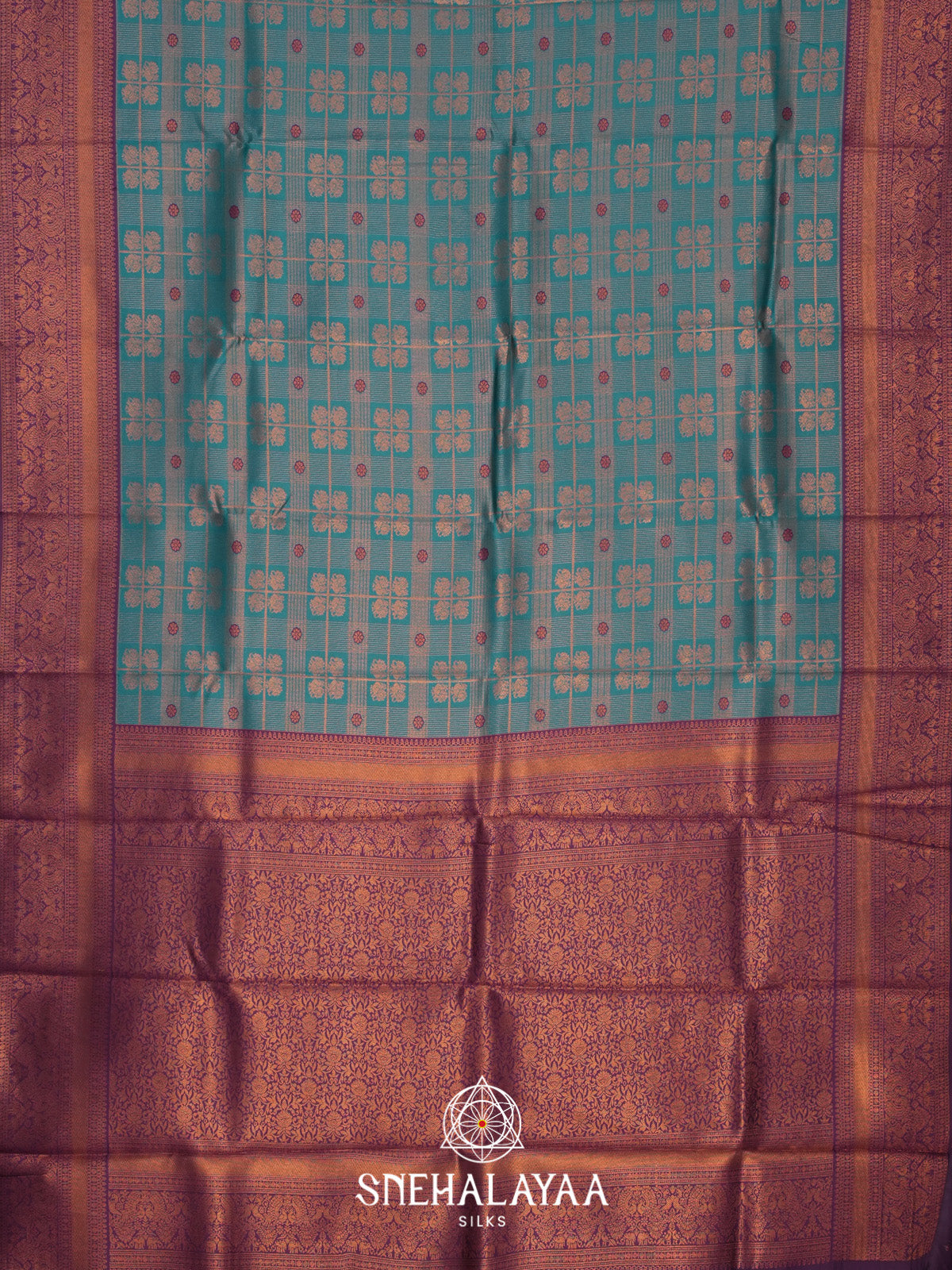 Peacock Blue Art Silk Saree