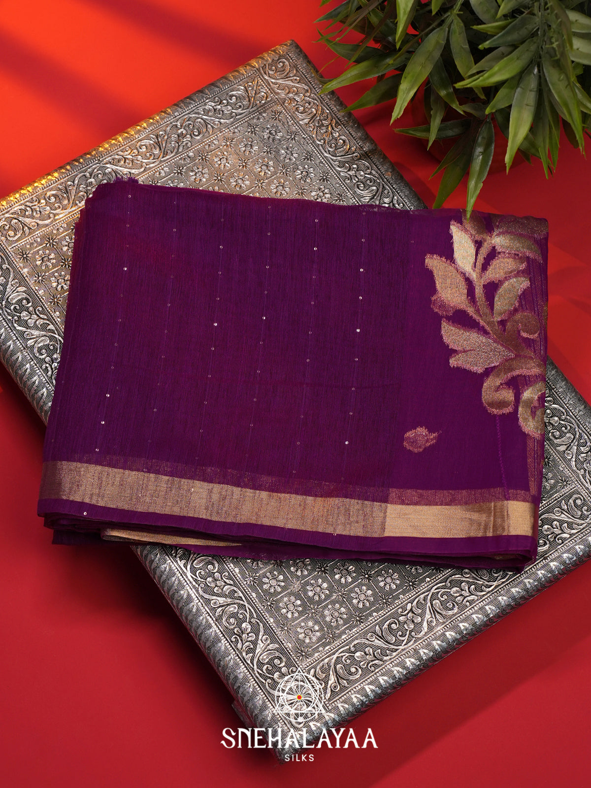 Purple  Matka Tussar Saree