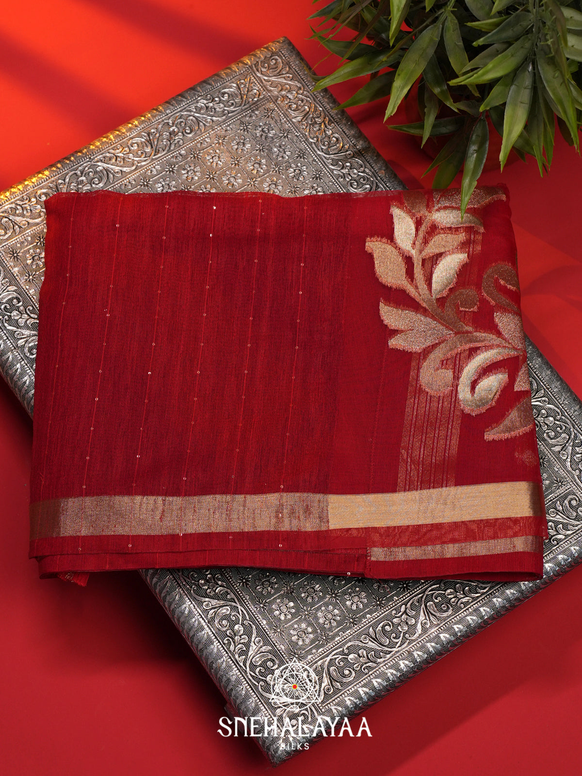 Red  Matka Tussar Saree