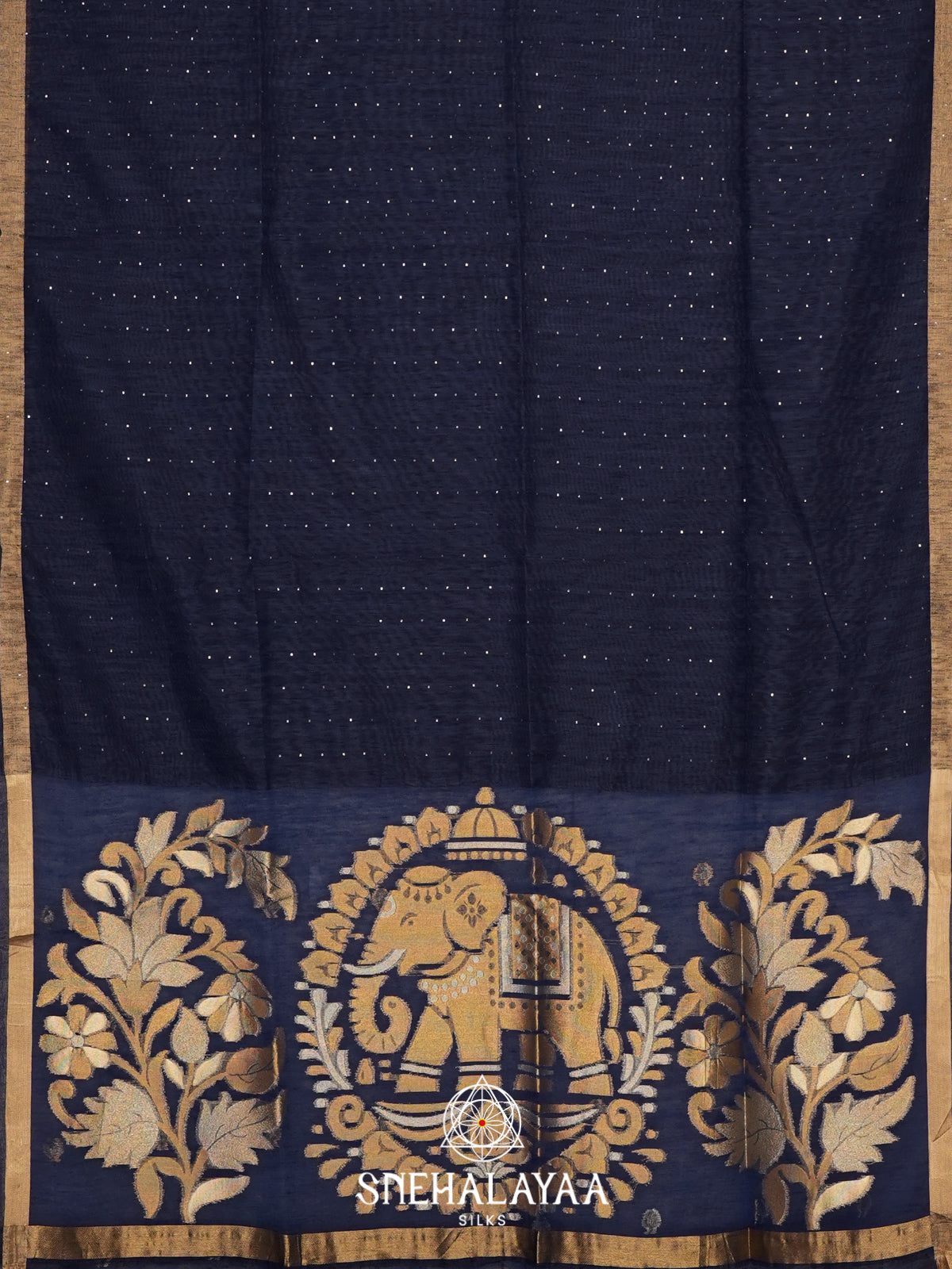 Navy Blue  Matka Tussar Saree