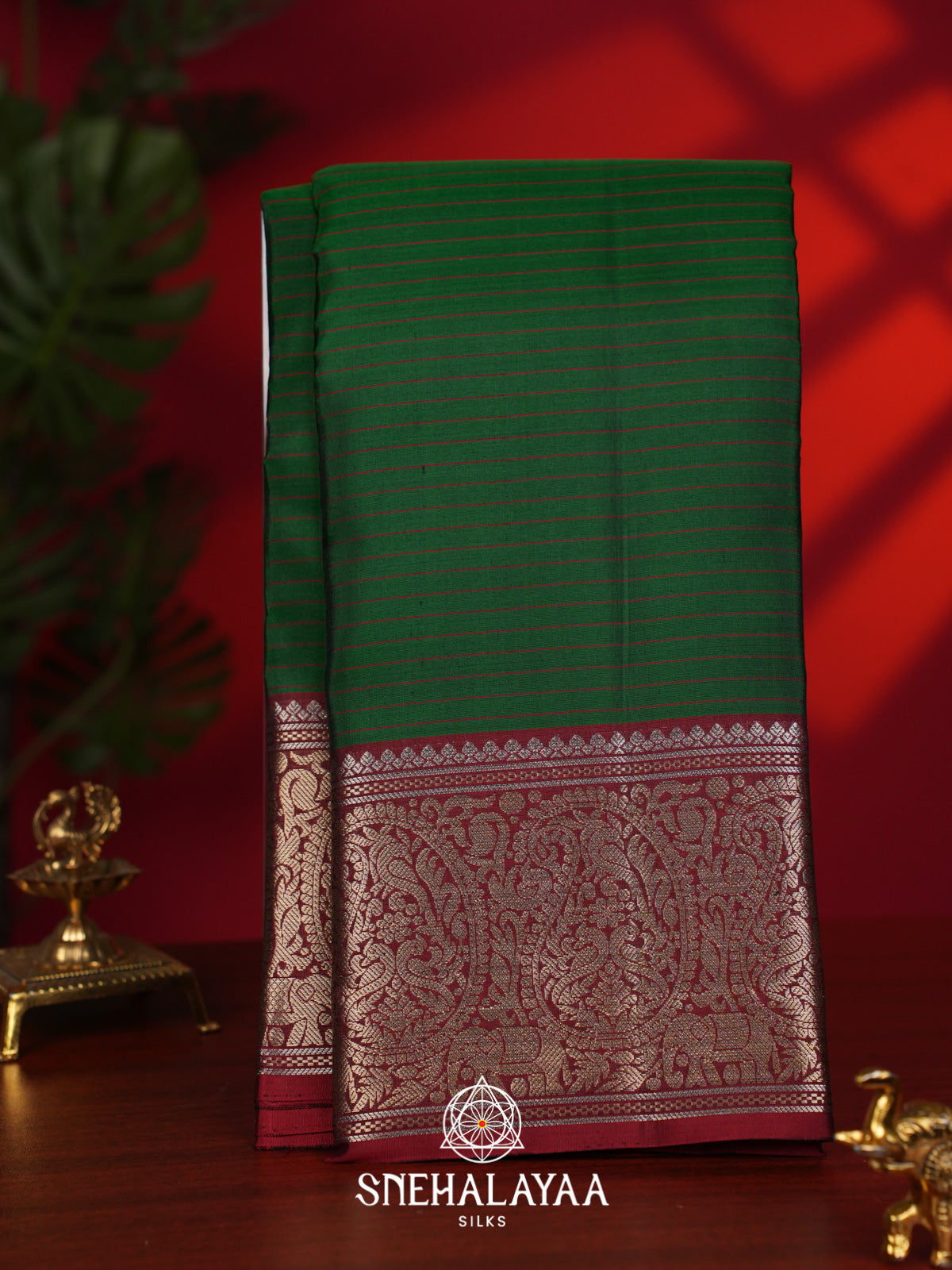Forest Green Kanjivaram Silk Saree