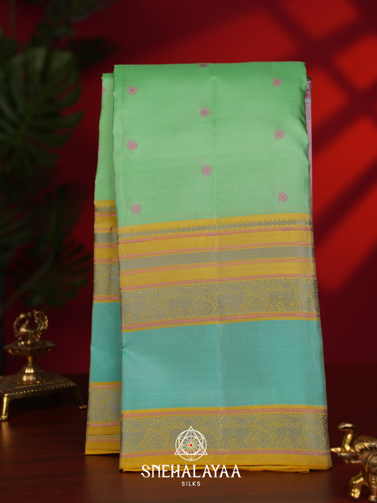 Pista Green Kanjivaram Silk Saree