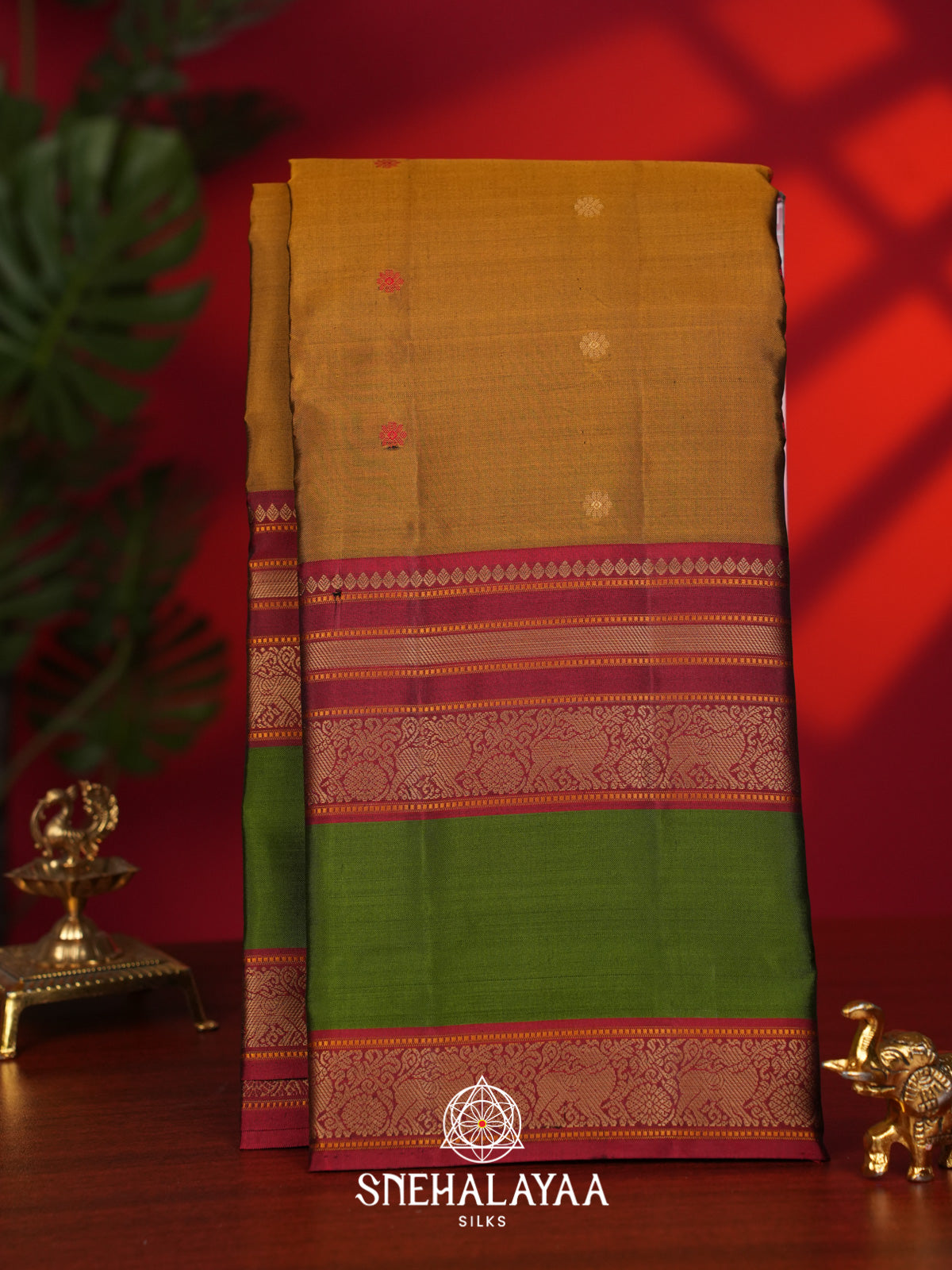 Mustard Yellow Kanjivaram Silk Saree